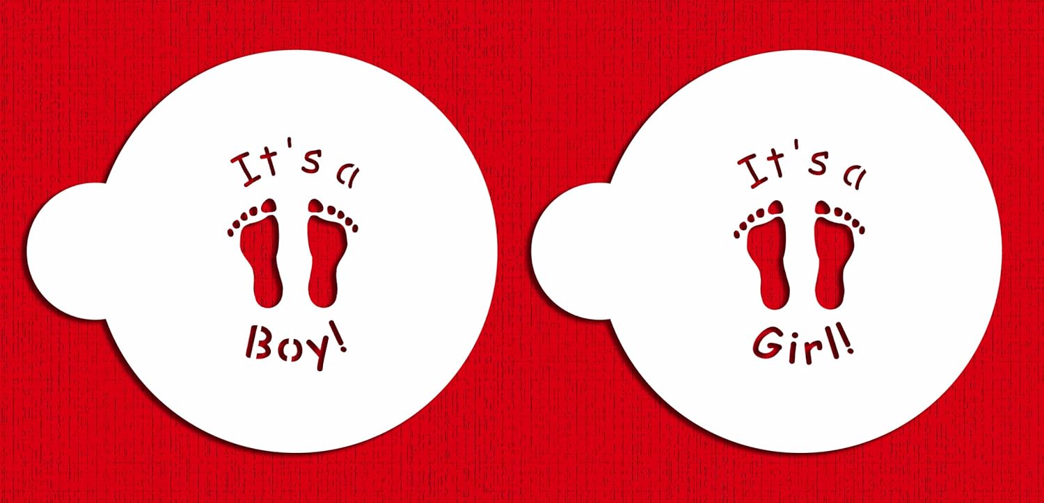 Designer Stencils C064 – Plantilla de galletas It’s a BoyGirl – 3.5 pulgadas, Beigesemitransparente