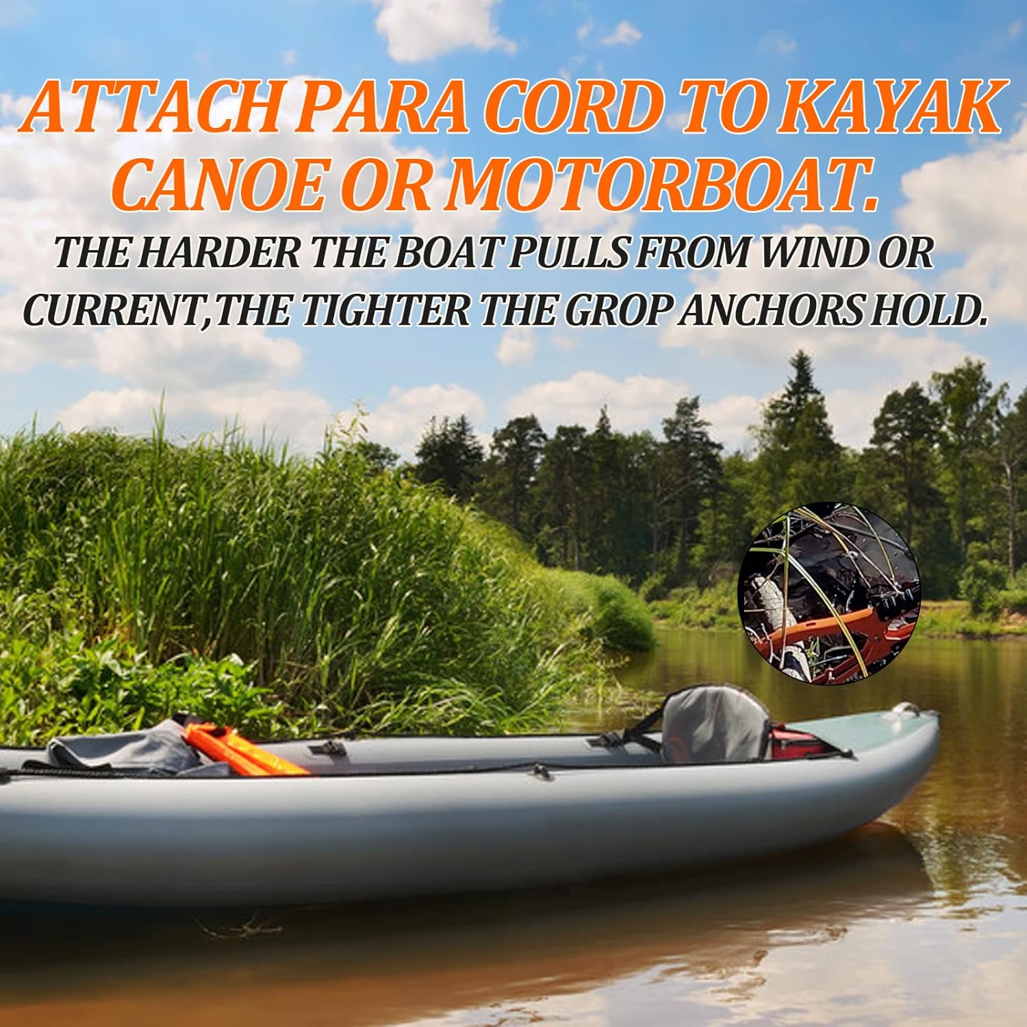 lewkefx Kayak Canoa Anchor Grip, barco, tubo de flotador y accesorios de pesca de kayak, equipo de kayak, anclaje de abrazadera de cepillo con