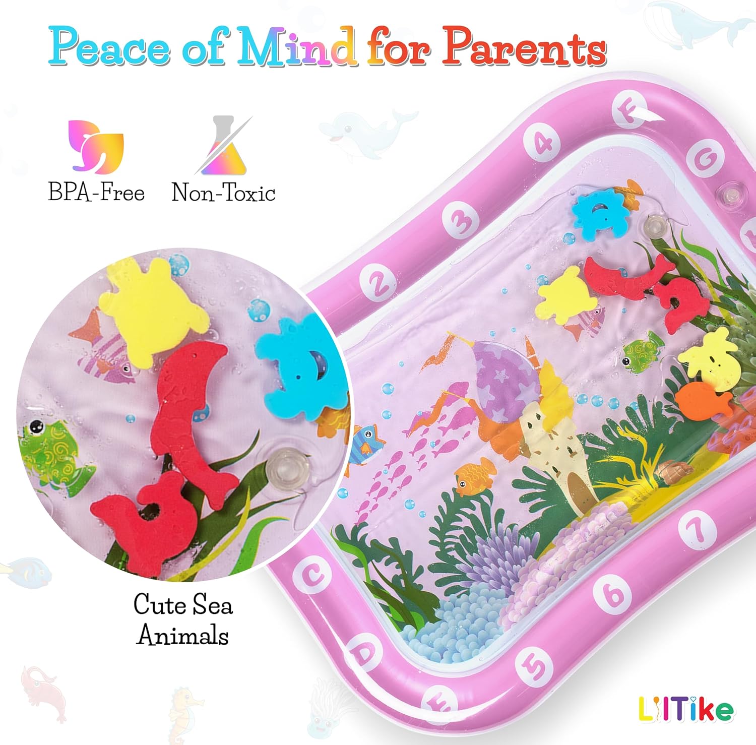 LilTike Alfombrilla de agua para bebés y bebés  16 nuevos diseños y colores  Gran idea de regalo para recién nacidos  3, 6, 9 meses de desarrollo