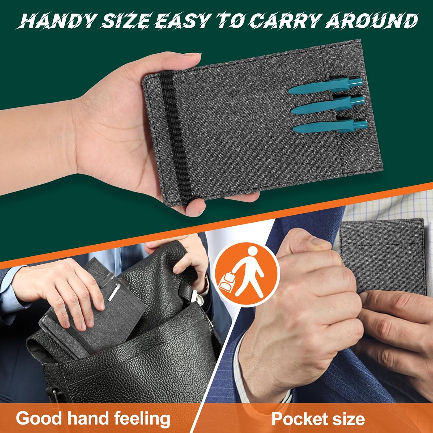 Funda para cuaderno Rocketbook de tamaño mini compatible con notas de campo superior en espiral de 3.5 x 5.5 pulgadas, tela impermeable, organizador
