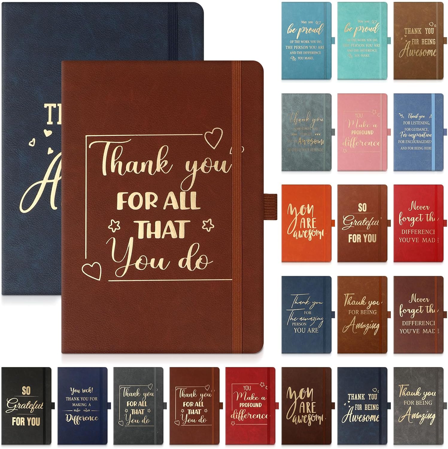 20 cuadernos de cuero de agradecimiento, regalos de Navidad para empleados, compañeros de trabajo, cuadernos inspiradores para el equipo, hombres,