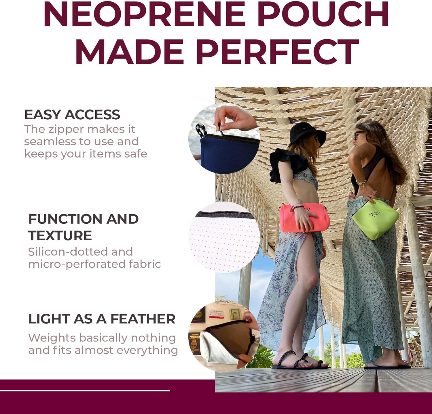 Pop Ups Brand – Bolsa de maquillaje grande con cremallera, de neopreno, lavable a máquina, artículos de tocador de viaje, bolsa organizadora de
