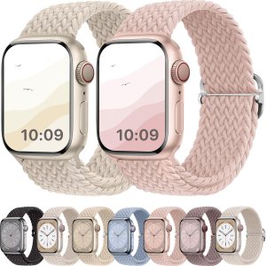 Atenzol – Correas de reloj trenzadas, elásticas Solo Loop compatibles con Apple Watch 76SE54321, con hebilla ajustable, pulsera deportiva elástica Atenzol – Correas de reloj trenzadas, elásticas Solo Loop compatibles con Apple Watch 76SE54321, con hebilla ajustable, pulsera deportiva elástica