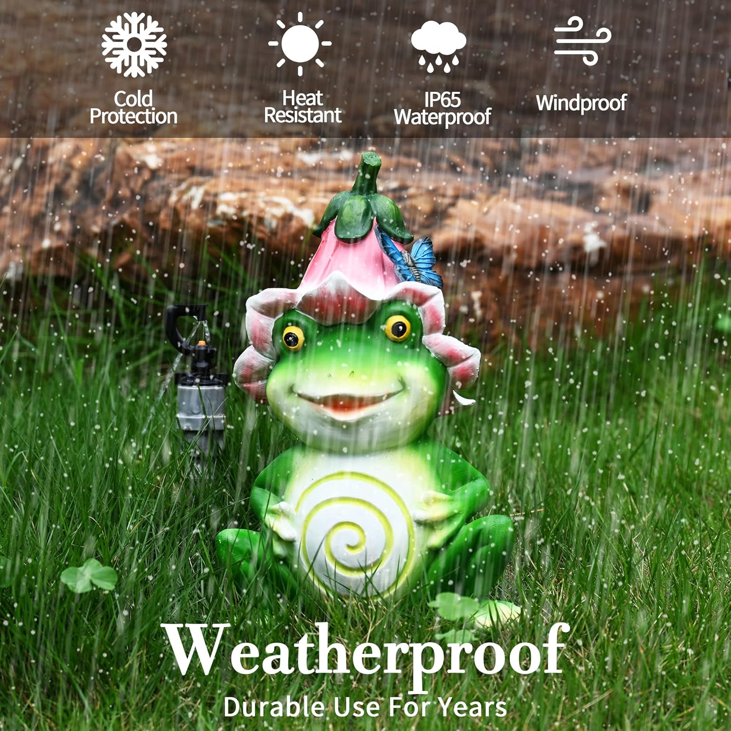 WENYLE Figura de rana para decoración de jardín, estatuas de ranas de flores para jardín al aire libre, perfectas para regalo de arte de patio,