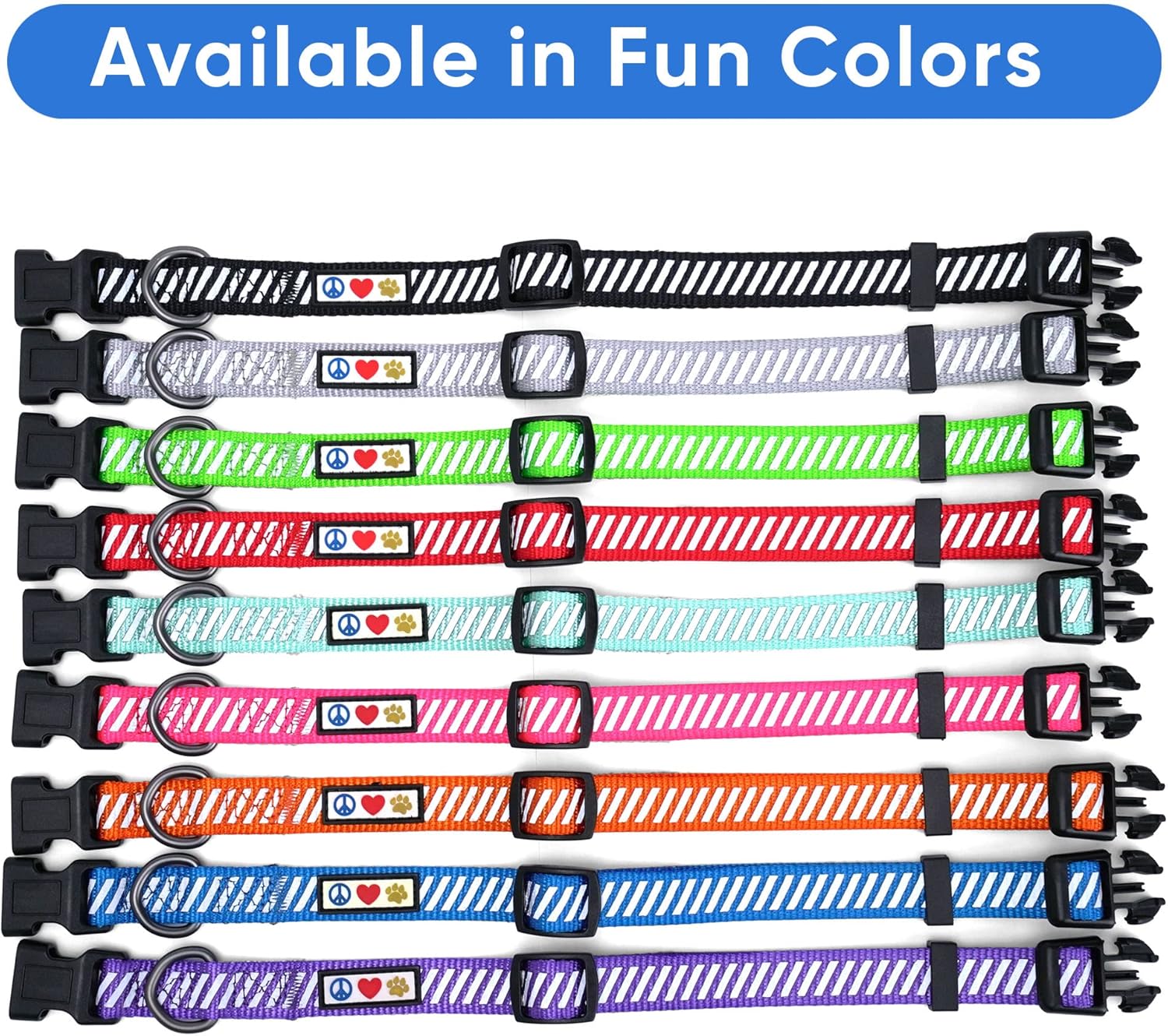 Pawtitas Collar reflectante de nailon para perro, verde (XS), ajustable, resistente, para perros y cachorros extra pequeños