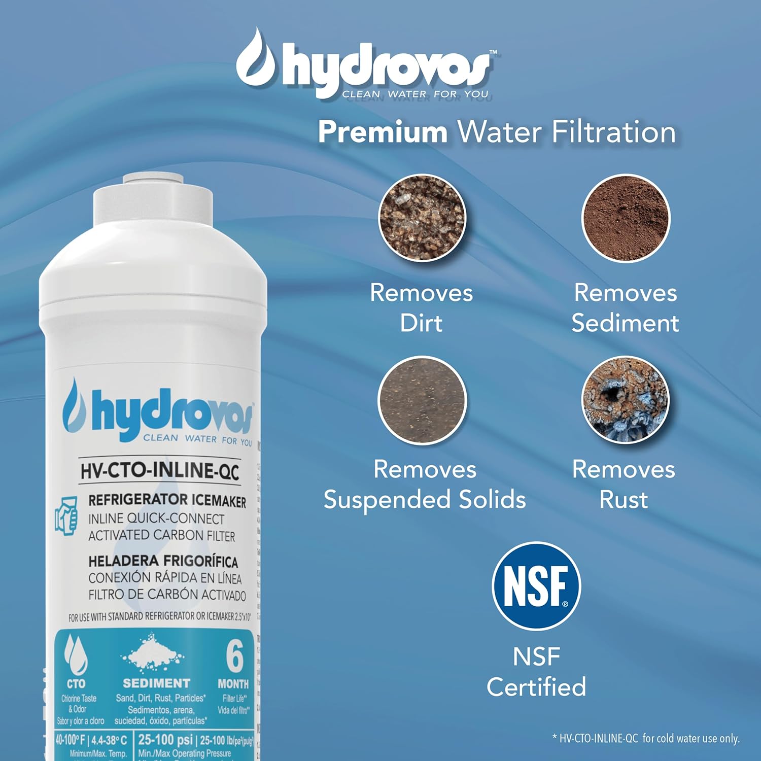 Filtro de agua en línea de 10 pulgadas, conexión rápida de 14 pulgadas para refrigerador, máquina de hielo, sistema de ósmosis inversa, filtro de