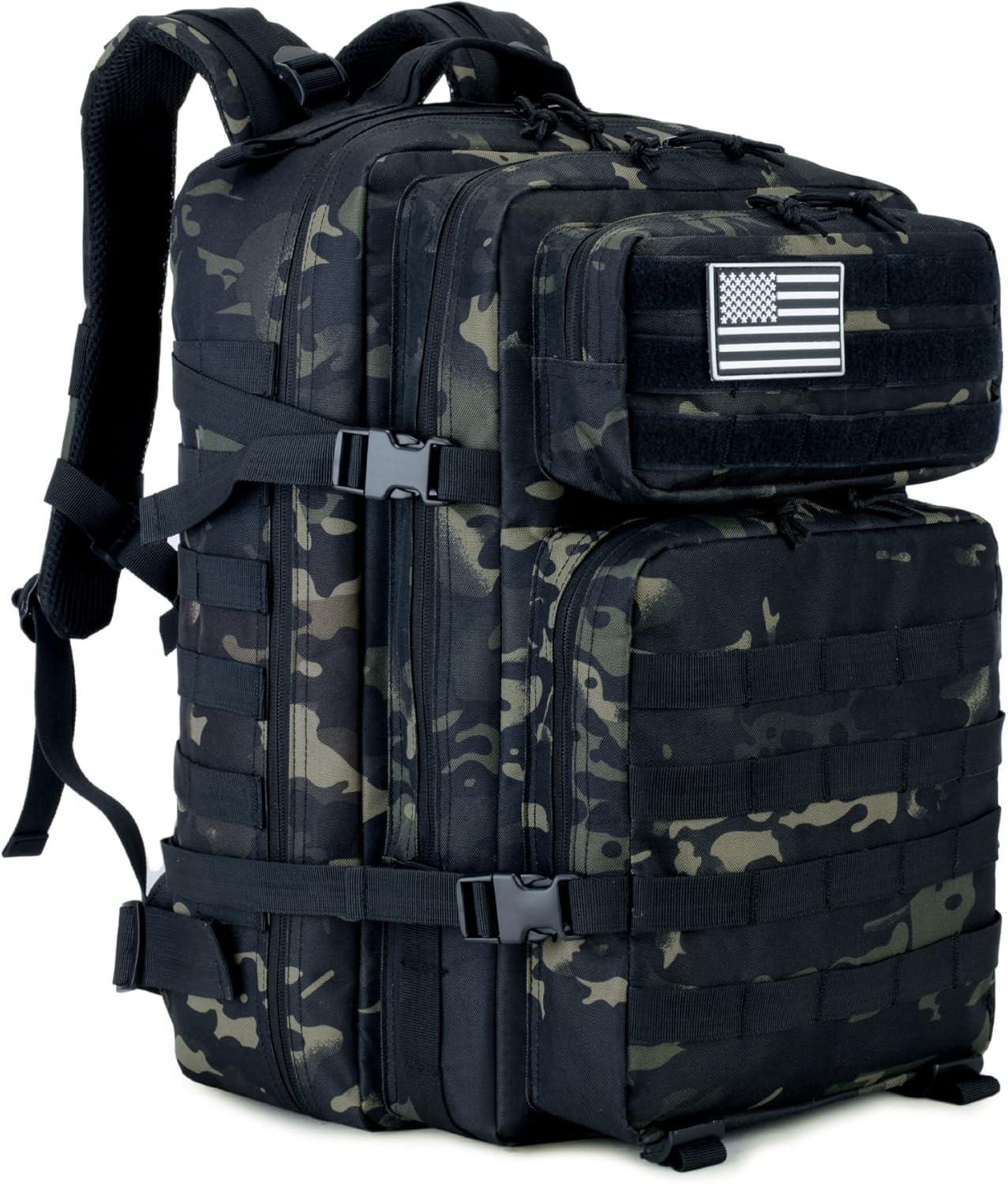 Long Keeper Mochila táctica militar – Hombres 45L 3 Días Gran Ejército Molle Sistema Camping Senderismo Bolsas Mochila, Negro Cp Camo, Táctica