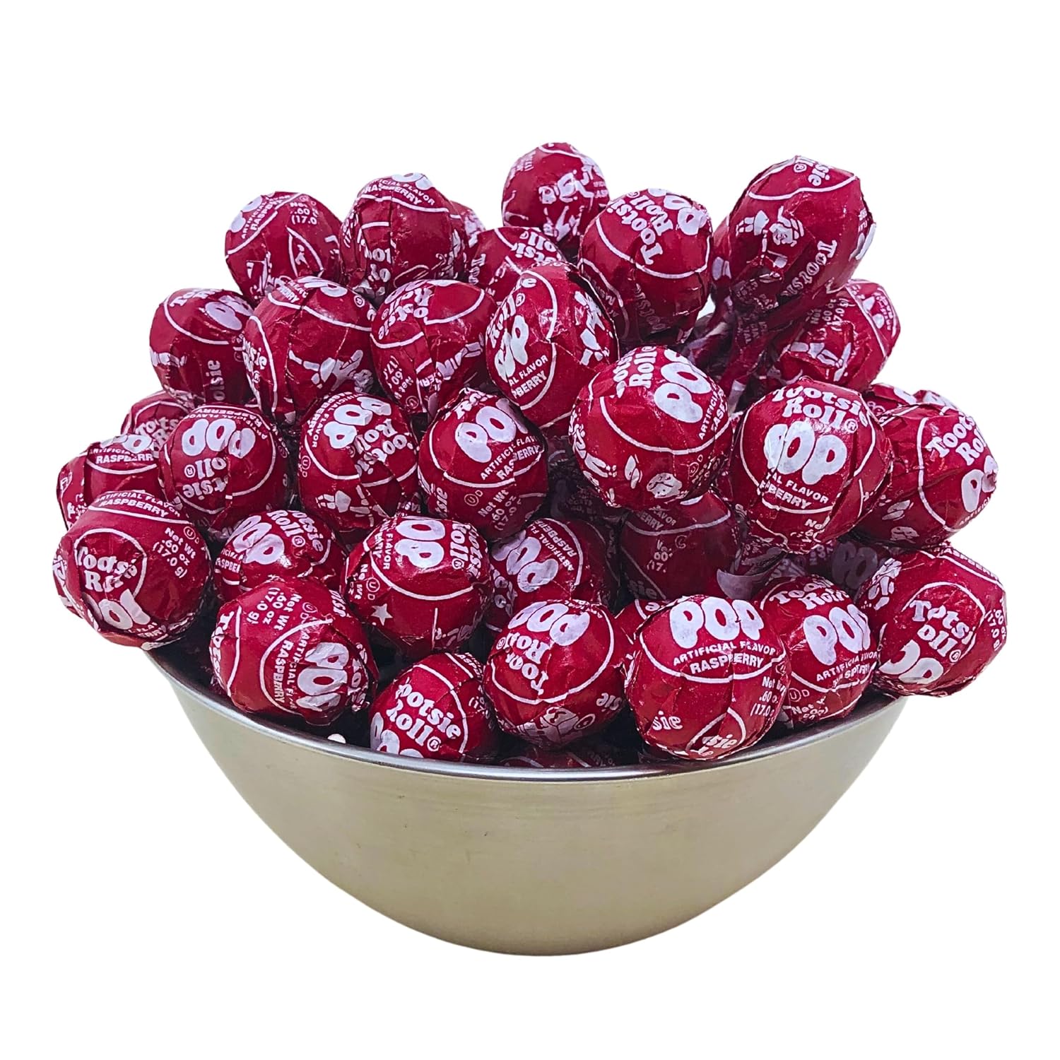 Caramelos a granel Tootsie Pops de frambuesa roja, 120 unidades de paletas de chupones variados, paquete de aproximadamente 5.47 libras (87.50