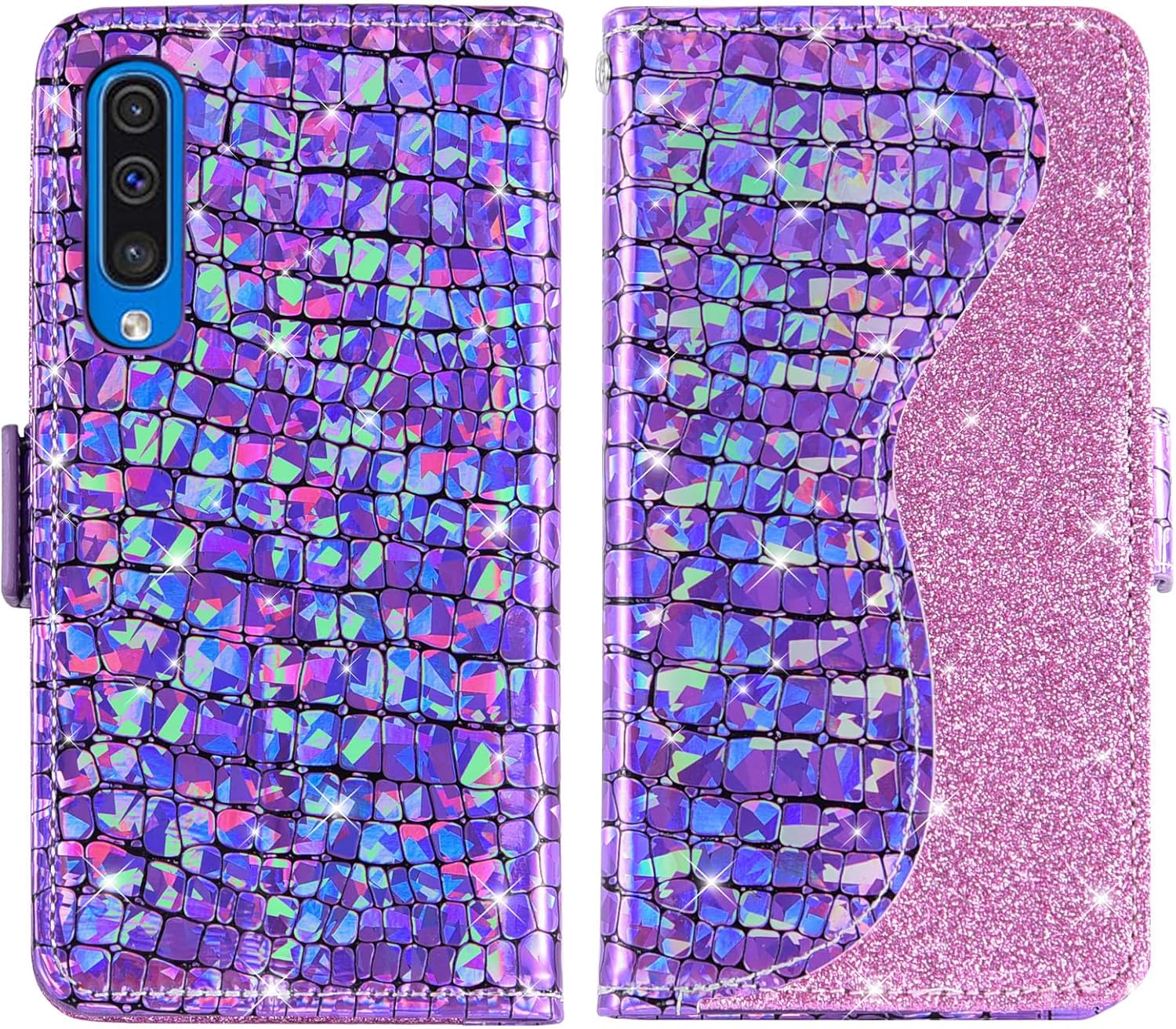 Asuwish Funda de teléfono para Samsung Galaxy A50 A50S A30S Funda tipo cartera con protector de pantalla y tarjetero abatible Glaxay A 50 50S 30S