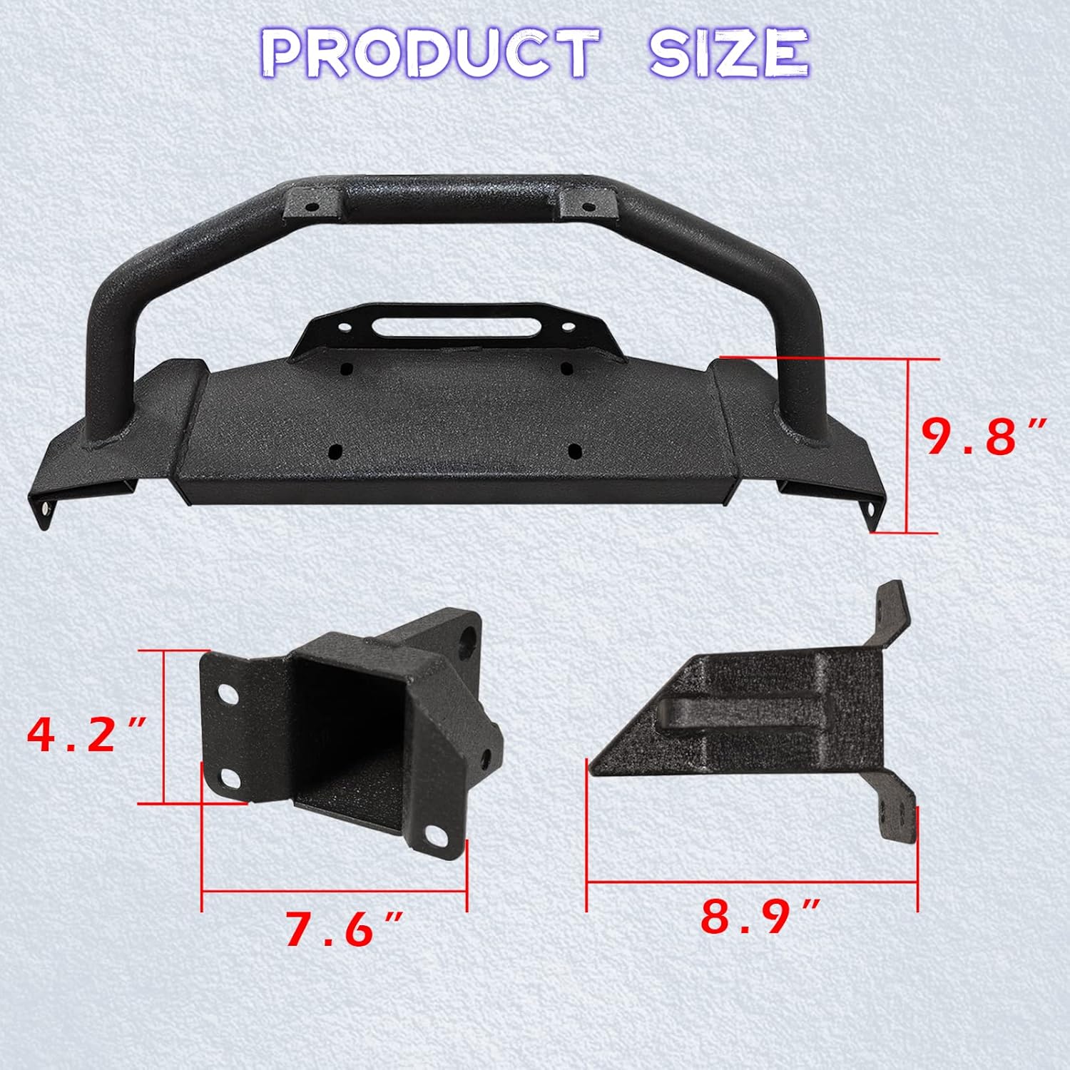 Barra de parachoques delantero con placa de cabrestante y anillos en D compatible con Ford Bronco 24 puertas 2021 2022 2022 2023 2024 (solo