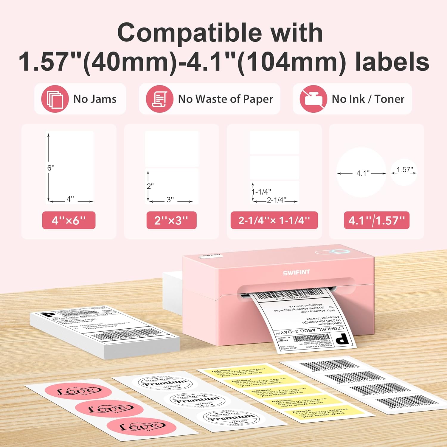 Impresora térmica de etiquetas de envío con etiquetas de envío térmico directo de 4 x 6 pulgadas, 500 piezas, compatible con Android, iPhone y