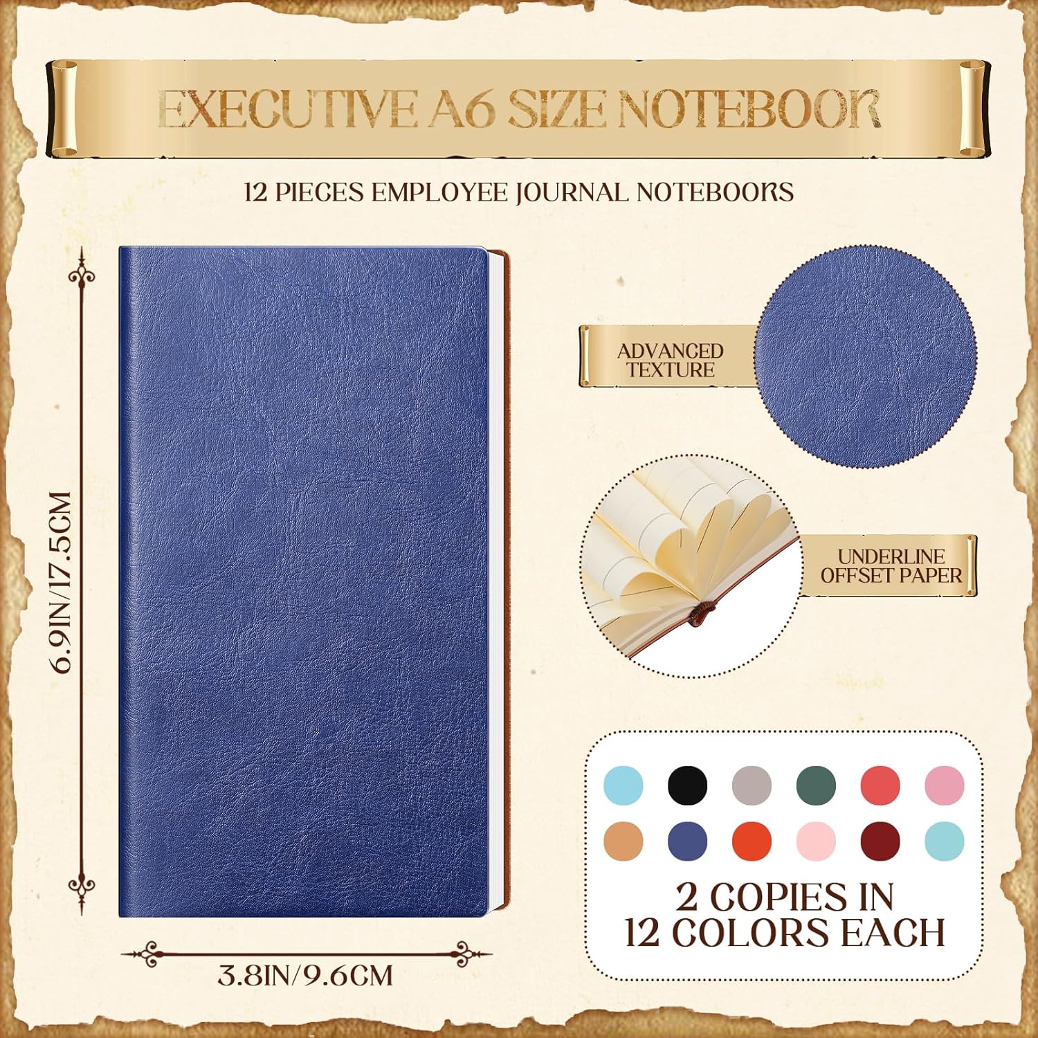 12 cuadernos de cuero para empleados a granel, tamaño A6, diario de viaje de cuero vintage, regalos de agradecimiento para mujeres, hombres,