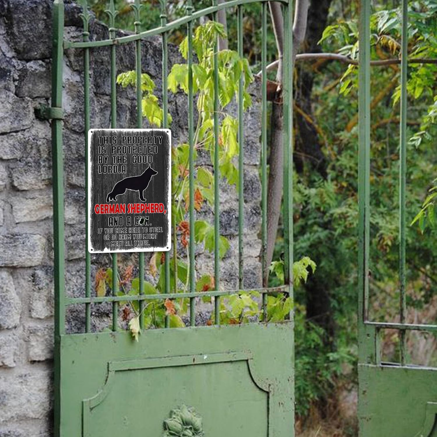 Letrero divertido con texto en inglés “Beware Of Dog” (Beware Of Dog) – Letrero de advertencia para cerca, letrero de hojalata para perro, con texto