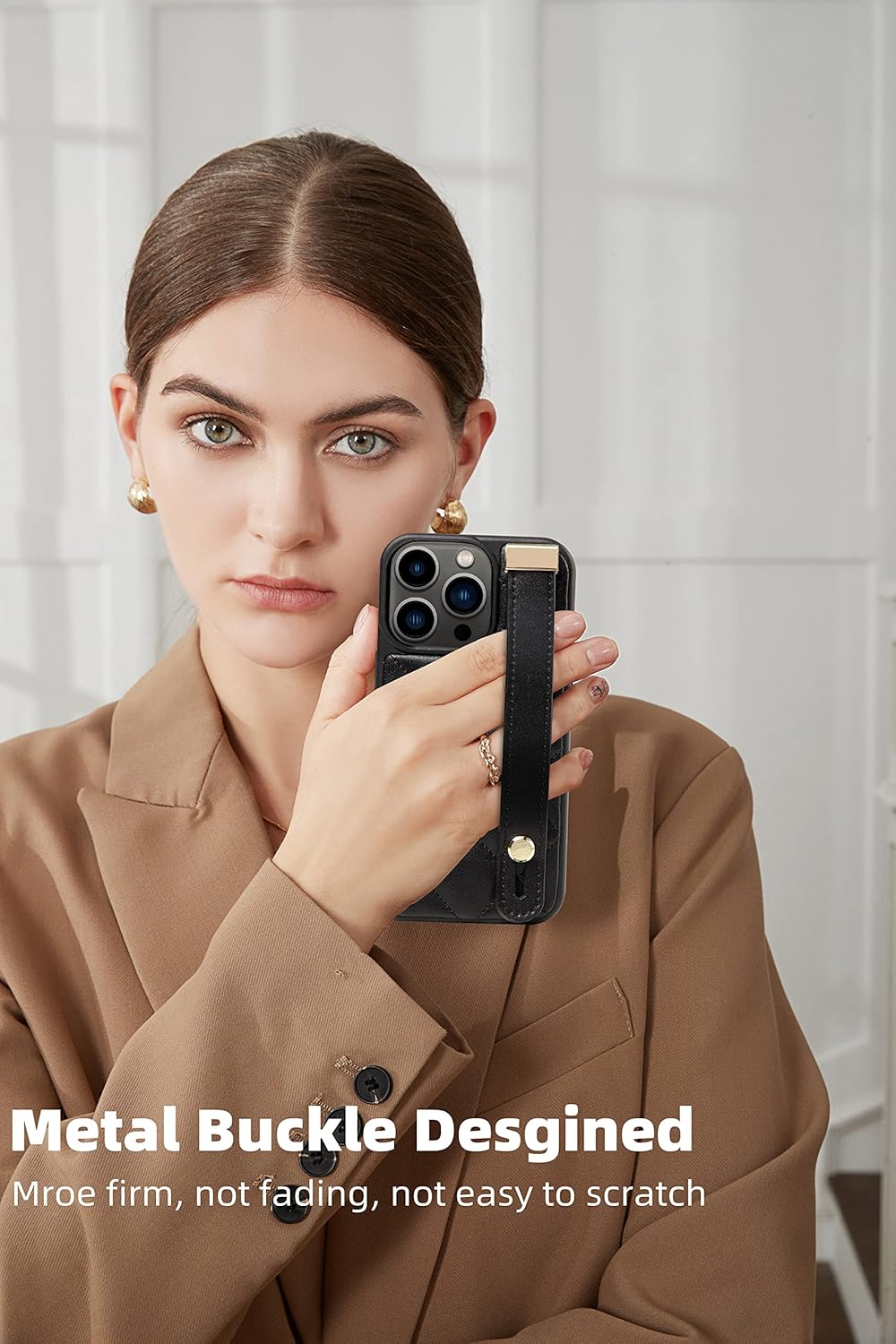 ZVE iPhone 14 Pro Max – Funda acolchada de piel con función atril para mujer, con correa compatible con iPhone 14 Pro Max, 5G de 6.7 pulgadas, color