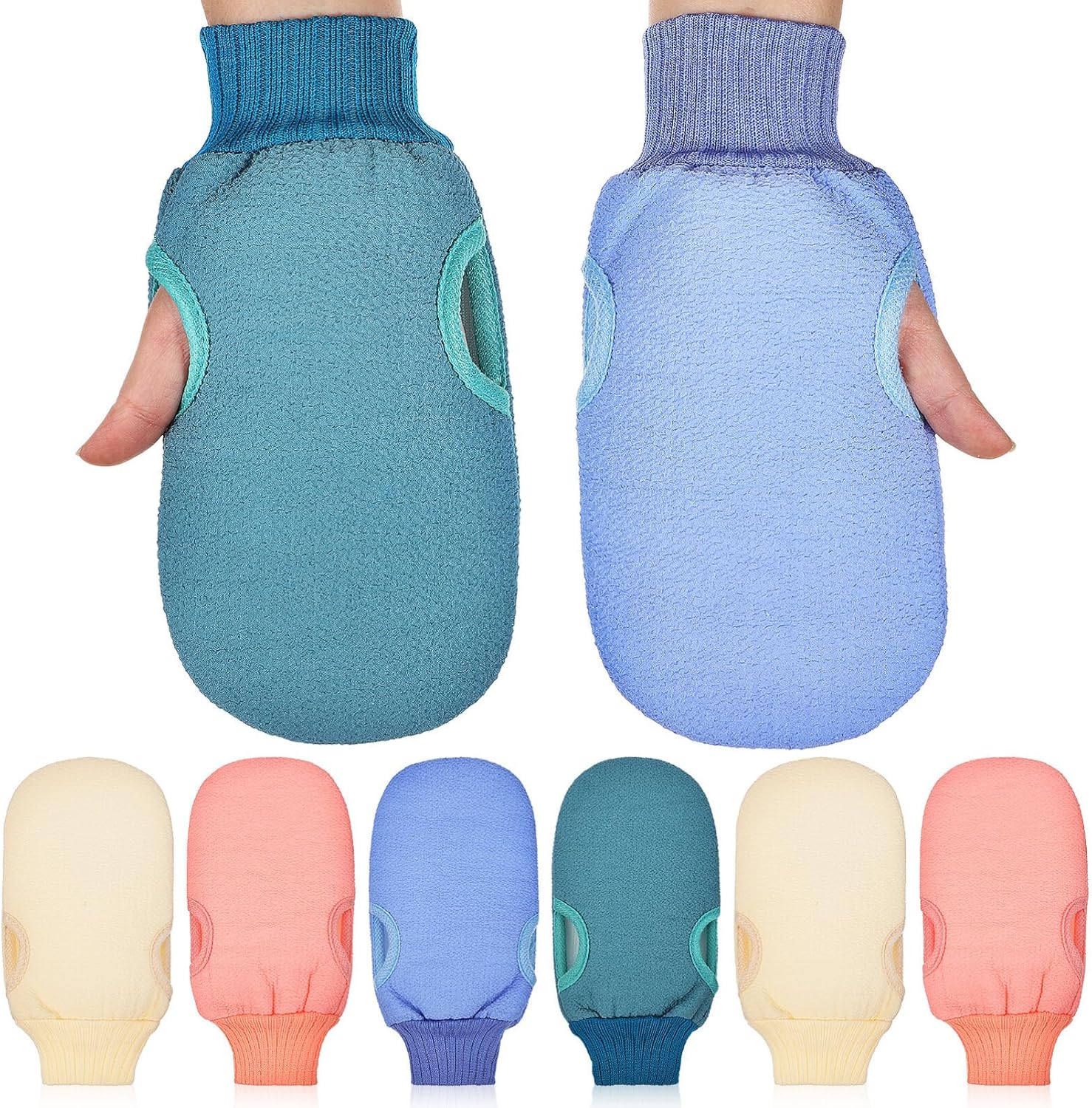 Beaupretty Guantes exfoliantes de esponja natural, guantes de baño de esponja corporal, guante exfoliante profundo, esponja de lufa natural, guantes