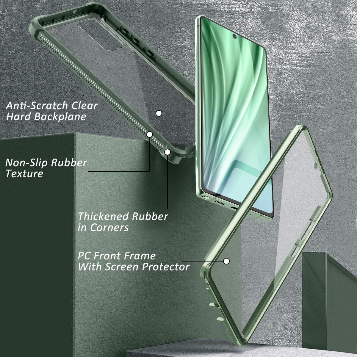 Dexnor Para Galaxy Note 20 Funda Con Protector De Pantalla Transparente Metal Electrochapado 360 Cuerpo Completo Resistente A Prueba De Golpes