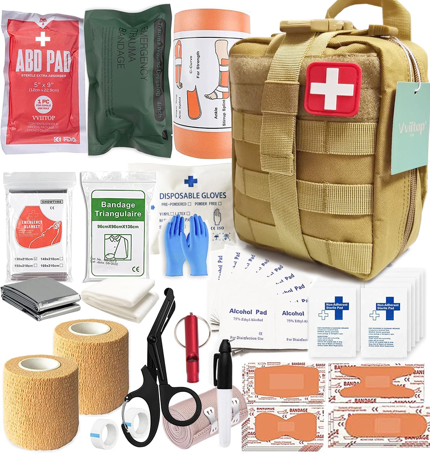 IFAK – Kit de traumatismos médicos militares con torniquete, bolsa de supervivencia de emergencia para suministros de equipo de campamento,
