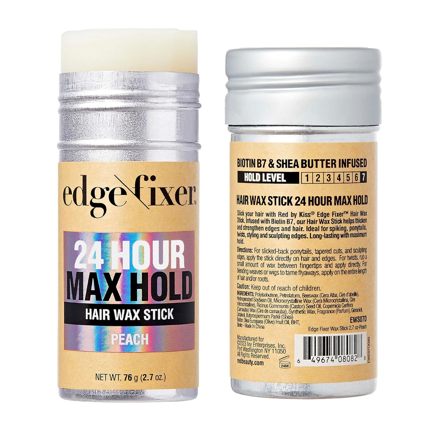 Red by Kiss Cera para el cabello 24HR Max Hold Edge Fixer Control Pomada antiadherente, no grasa, sin escamas, cera para peinar el cabello, 2.7