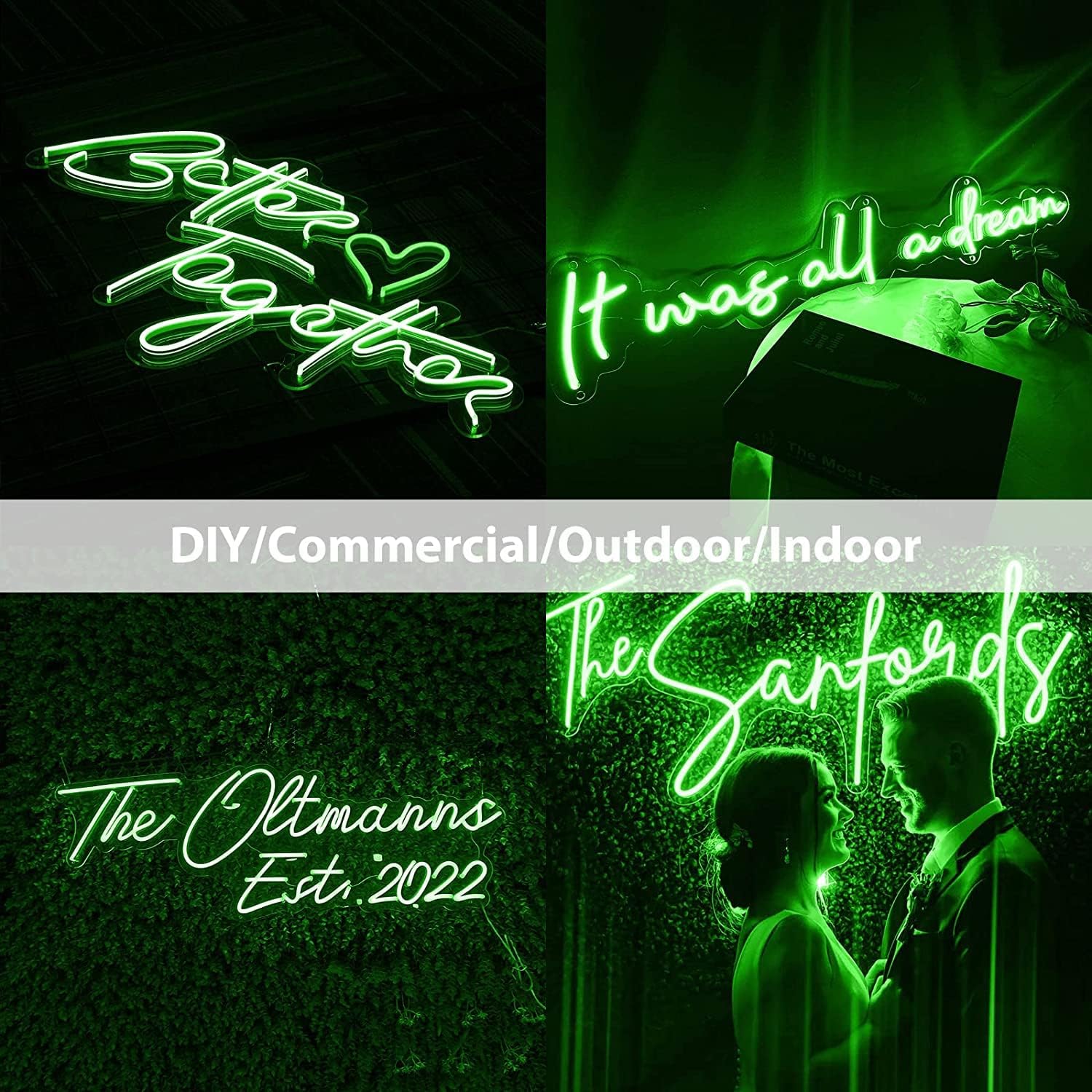 Tira de luces LED de neón verde de 12 V, flexible, impermeable, 16.4 pies, cuerda de luz de neón LED de 16.4 ft, cuerda de luz de silicona para