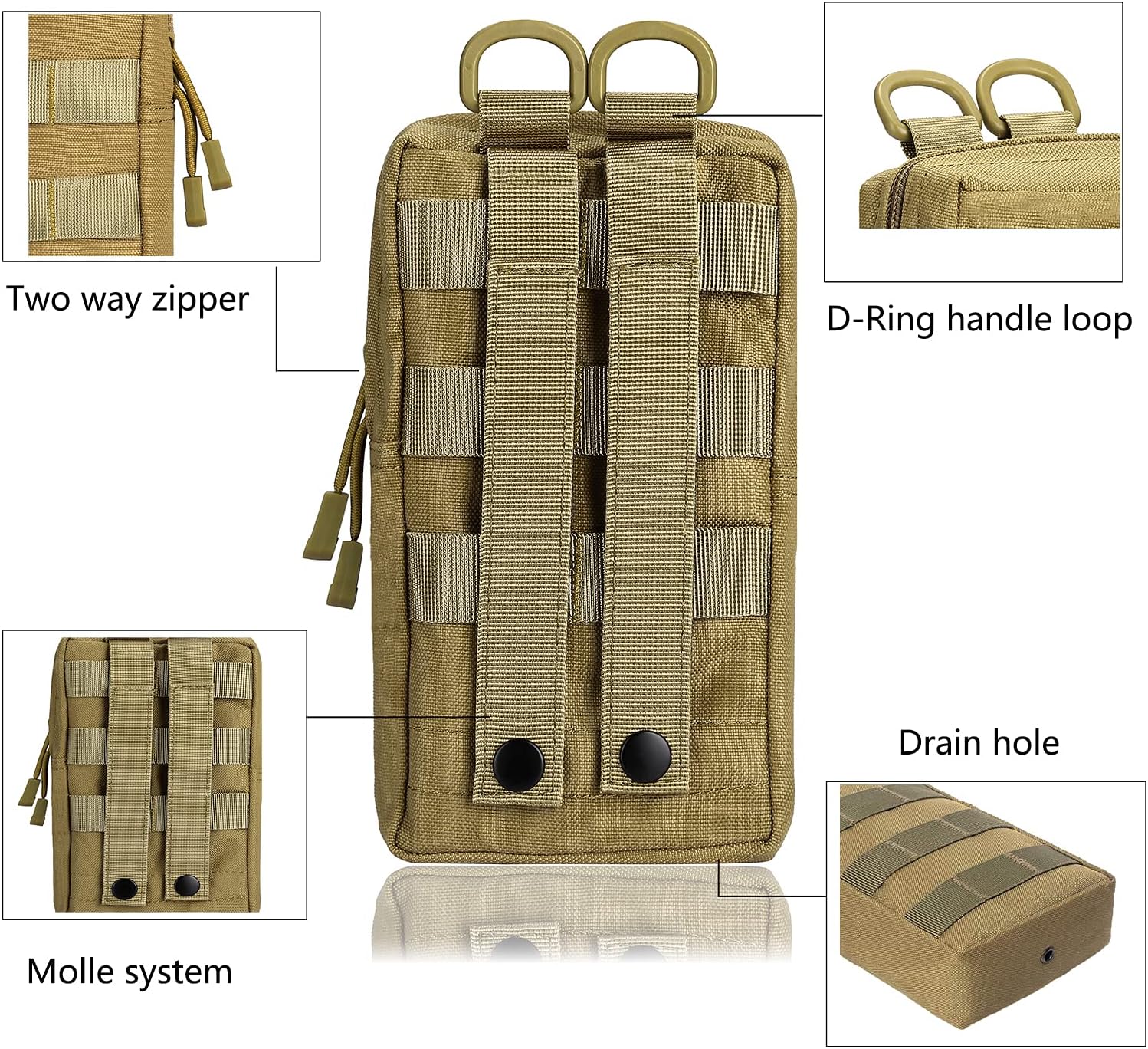 PanbooX Paquete de 2 bolsas tácticas Molle compactas Utilidad EDC Riñonera Pack Cinturón Bolsa Teléfono