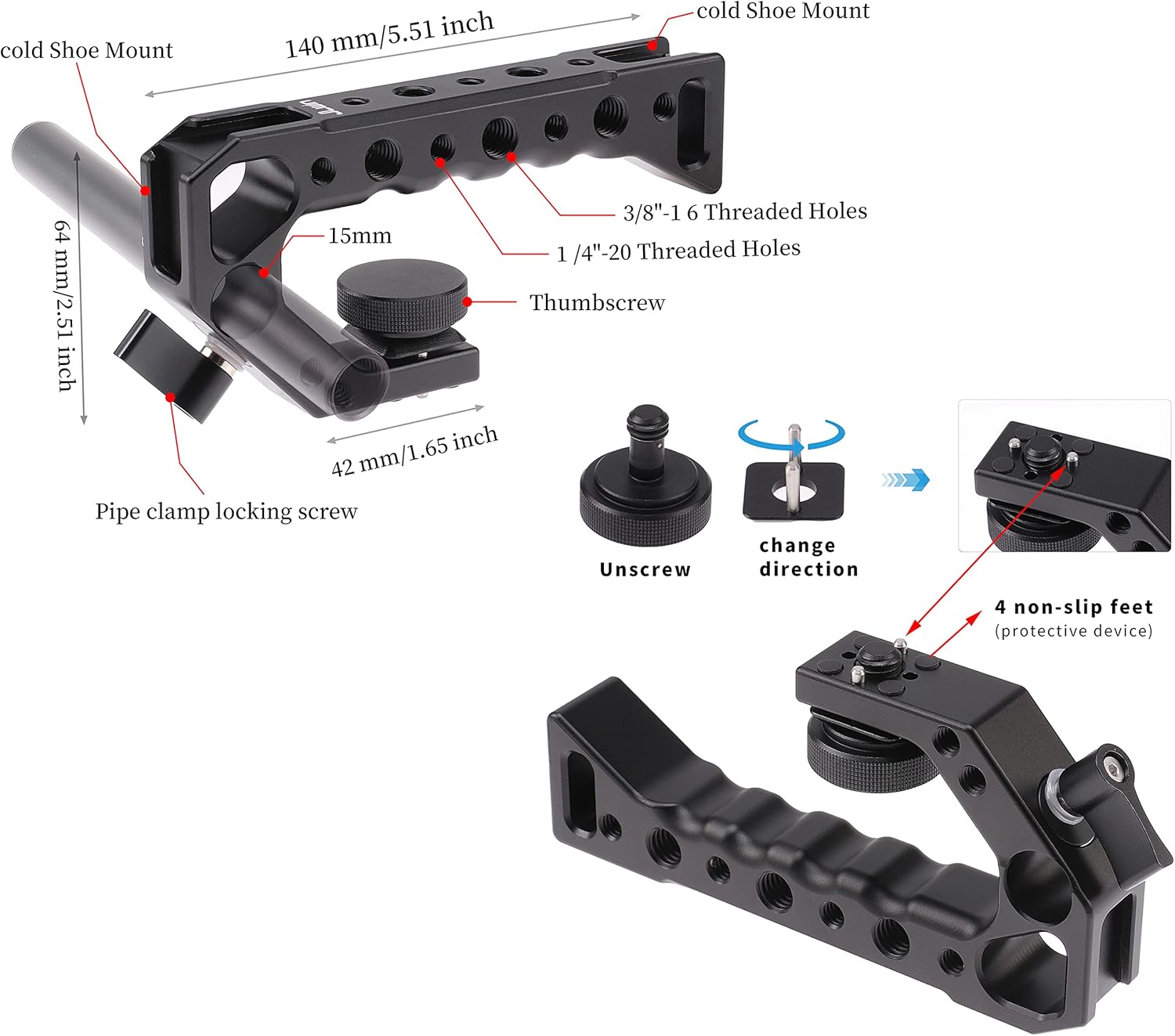 Fotga Jaula para cámara + asa superior para Sony A7RV A7RM5 sin espejo DSLR cámara haciendo videocámara compatible con Arca Swiss Clamp