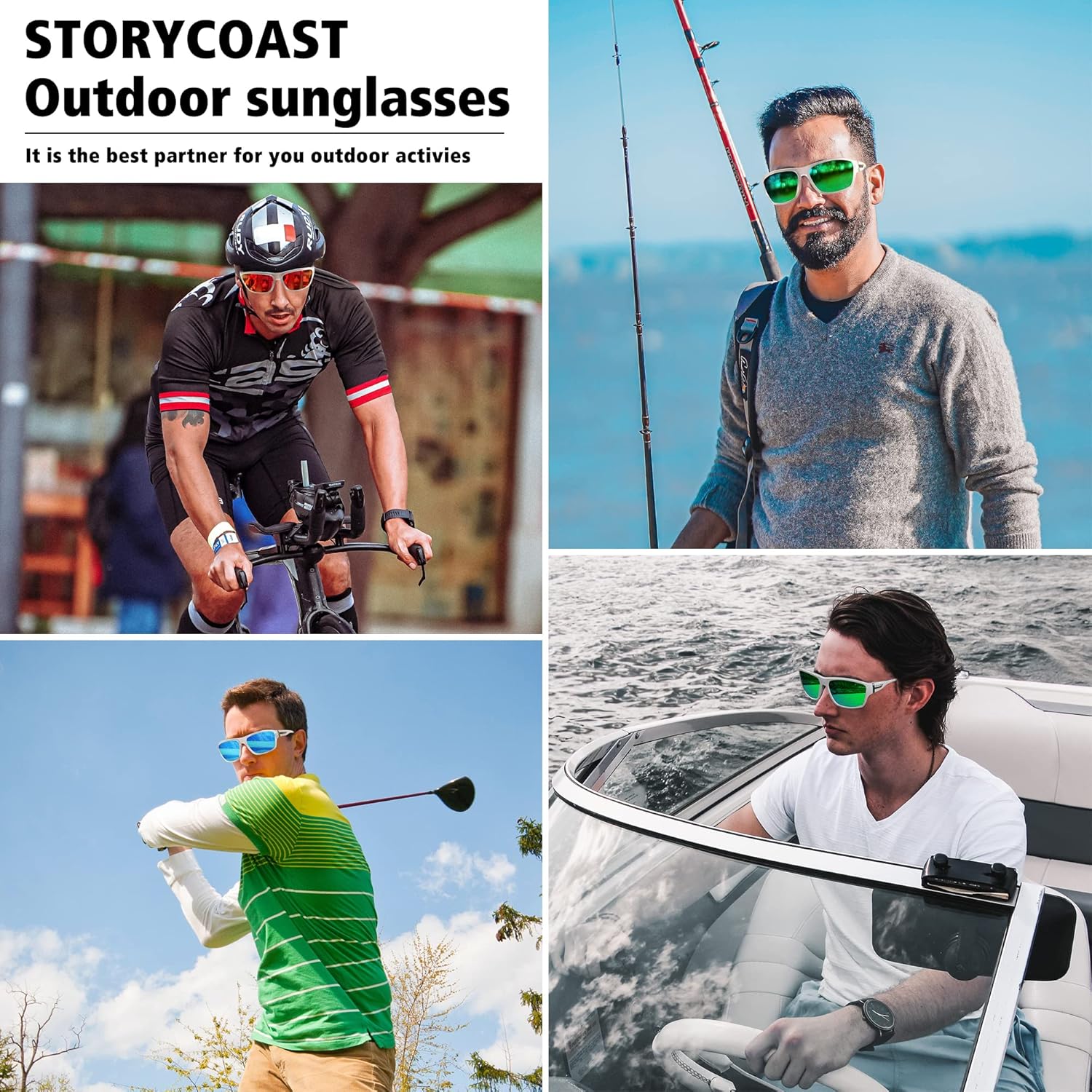 STORYCOAST Gafas de sol deportivas polarizadas para hombres y mujeres, marco irrompible, ciclismo, pesca, conducción