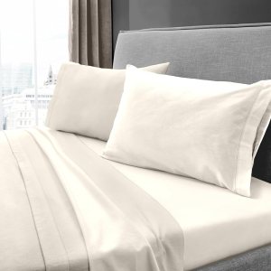 Dormisette Juego de sábanas y fundas de almohada de franela alemana de lujo, 4 piezas (marfil sólido, Queen) Dormisette Juego de sábanas y fundas de almohada de franela alemana de lujo, 4 piezas (marfil sólido, Queen)
