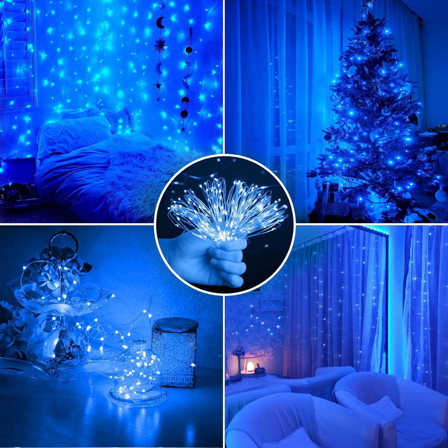 Mlambert Paquete de 3 tiras de luces de hadas de 33 pies, funciona con pilas con control remoto y temporizador, 100 LED regulables, impermeables,