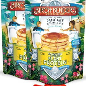 Birch Benders – Mezcla de proteína vegetal para panqueques y waffles, 14 onzas (paquete de 2) con cucharas giratorias By The Cup Birch Benders – Mezcla de proteína vegetal para panqueques y waffles, 14 onzas (paquete de 2) con cucharas giratorias By The Cup