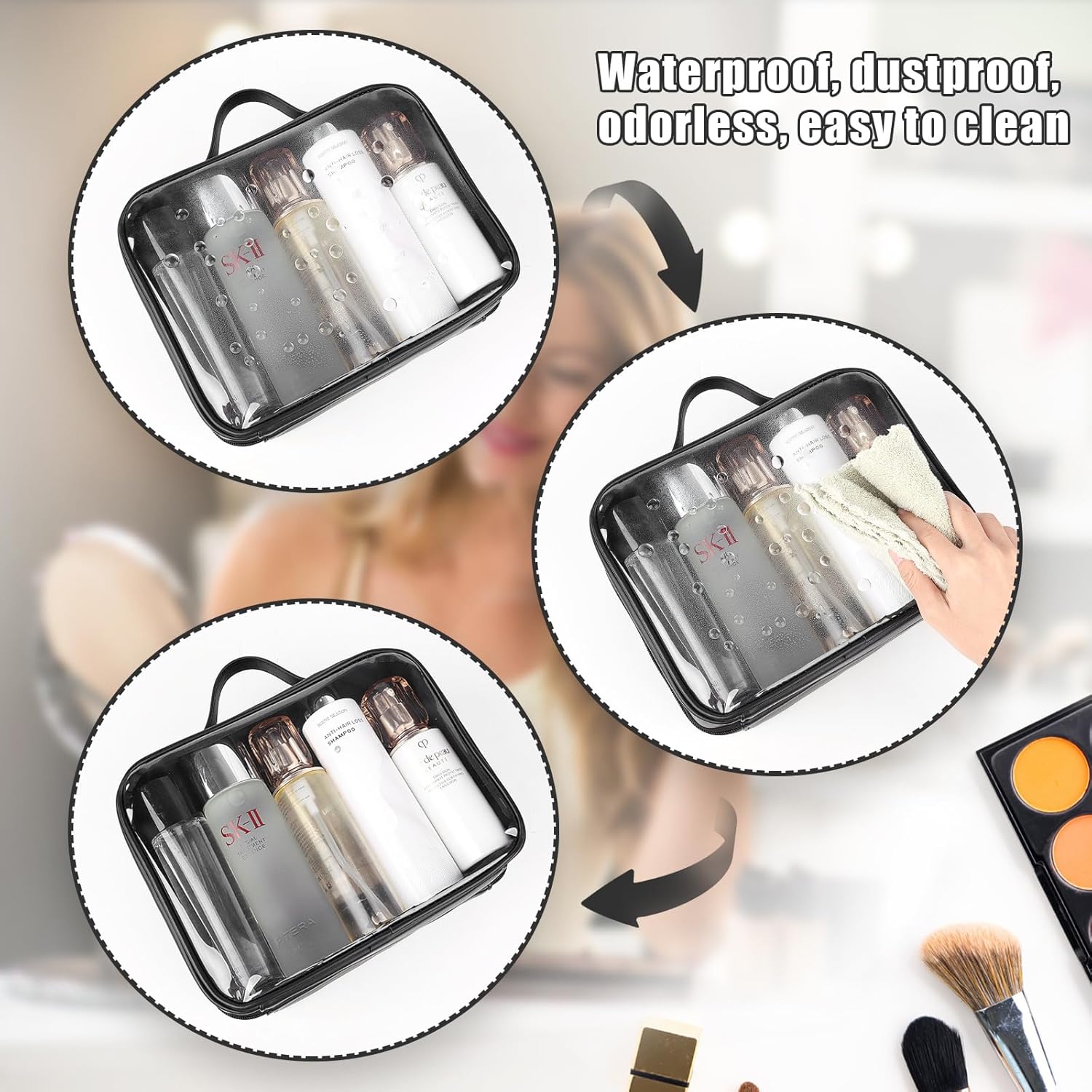 Lychii Bolsa de aseo aprobada por la TSA, bolsa de viaje transparente para artículos de tocador líquidos, organizador de bolsas de cosméticos de