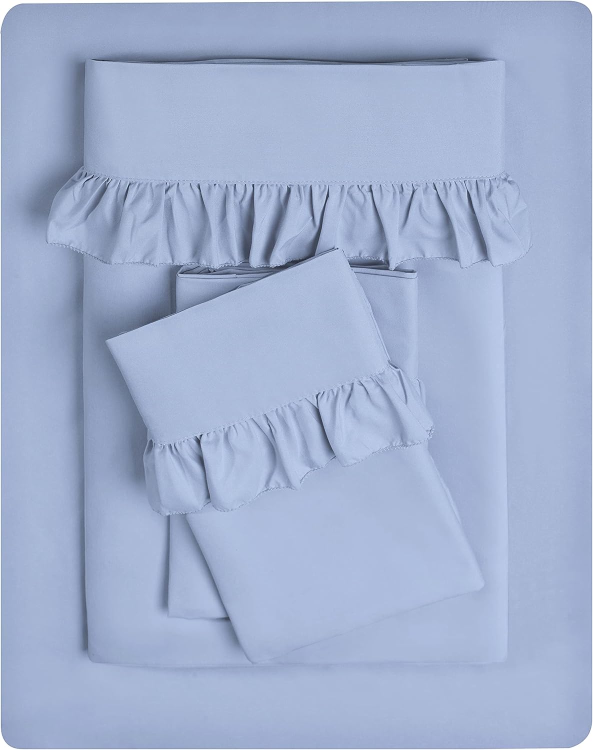 Swift Home Elegante diseño de dobladillo con volantes de 2 pulgadas en sábana encimera y fundas de almohada, resistente a las arrugas, resistente a