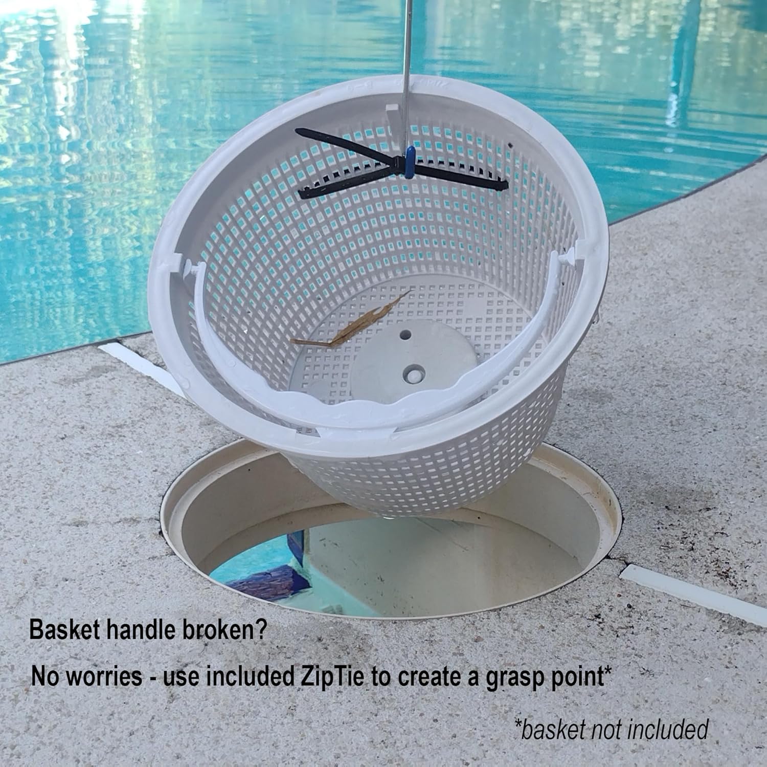 Cesta de desnatador de piscinagancho de elevación de tapa de skimmer y soporte de tira de prueba de piscina para limpieza de piscinas y