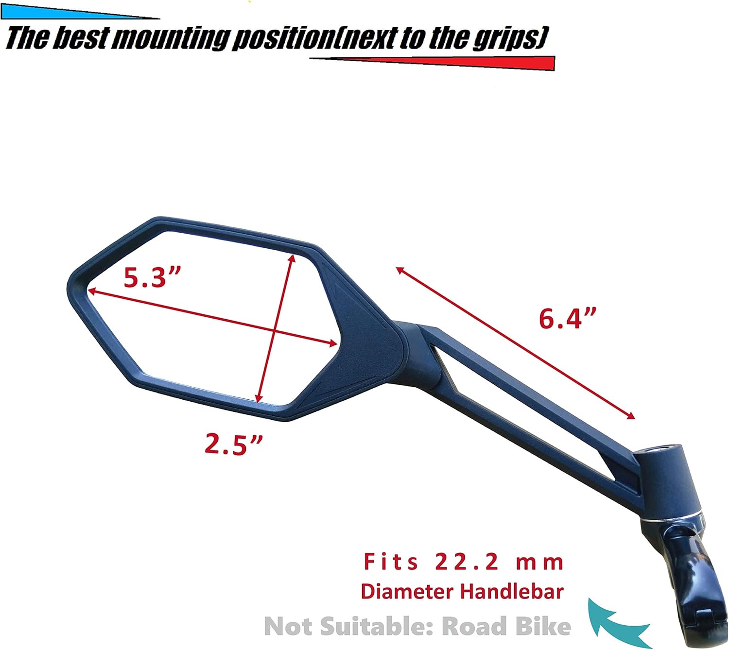 MEACHOW Lente de cristal resistente a los arañazos, espejo de bicicleta para manillar, espejo retrovisor seguro ajustable, espejo de bicicleta (lado