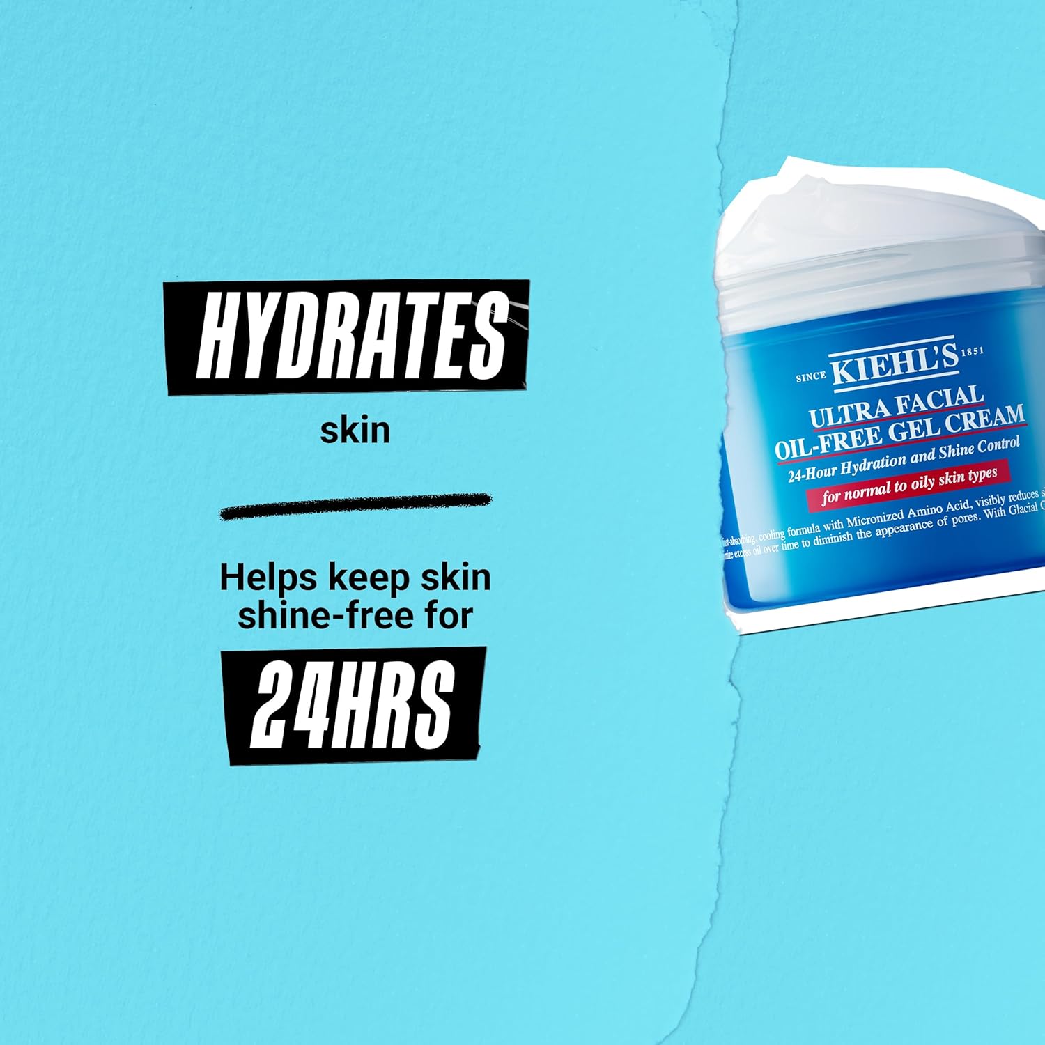 Kiehl’s Hidratante facial sin aceite, crema de gel reductora de brillo para pieles grasas a normales, hidrata la piel durante 24 horas, minimiza