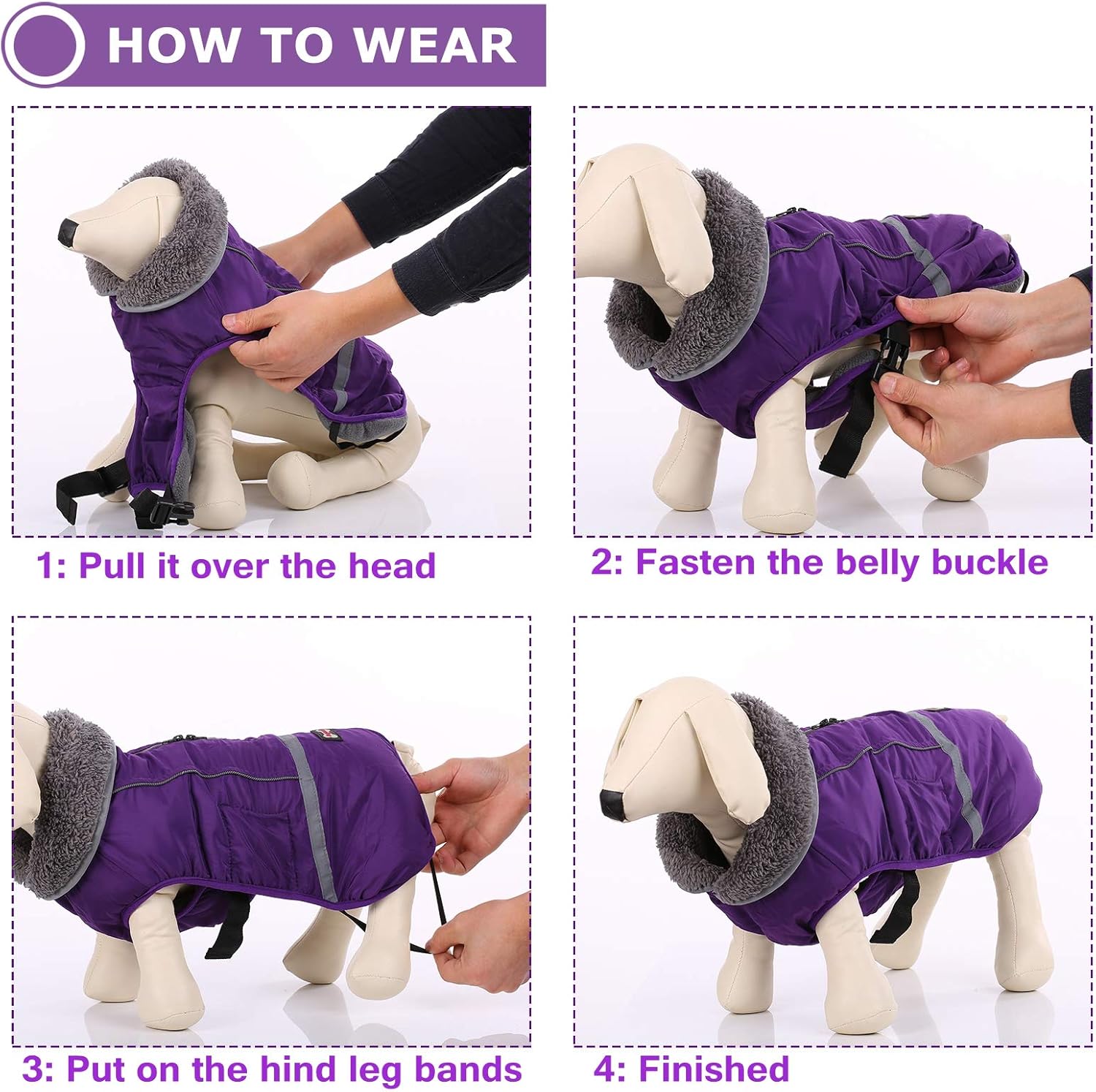 Abrigo de perro cálido reflectante chaqueta de invierno, impermeable a prueba de viento para perros fríos, forro polar grueso para mascotas, chaleco