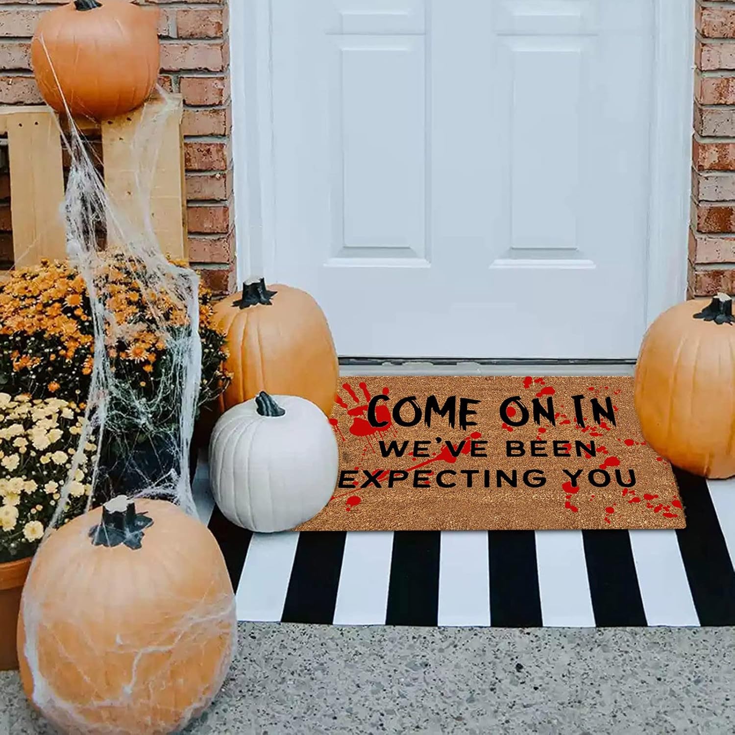 Decoración de Halloween para interiores y exteriores, alfombras de 23.6 x 15.7 pulgadas, resistentes y espeluznantes faroles de calabaza de