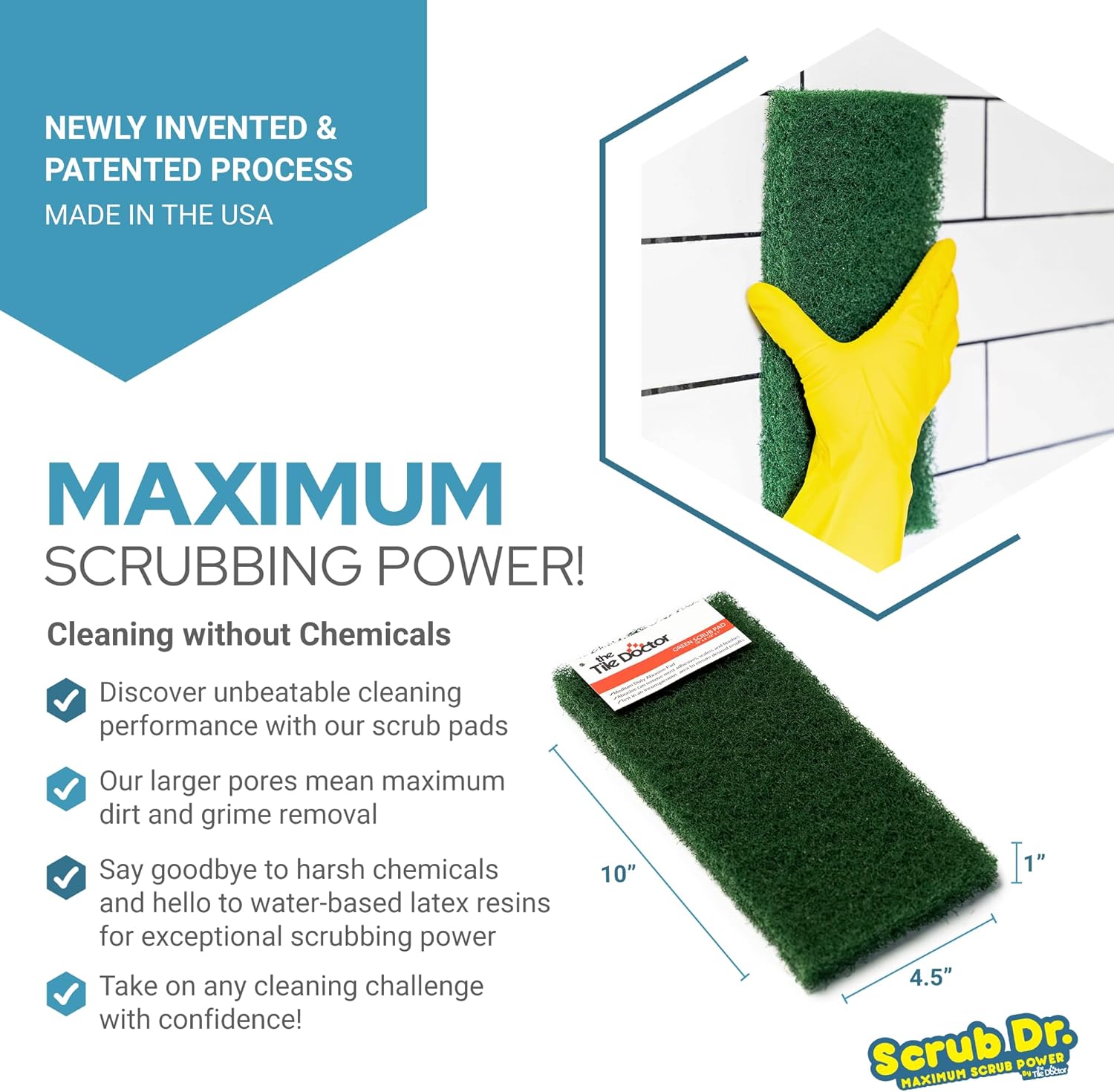 The Tile Doctor Almohadilla multiusos  Ideal para limpieza de baño, cocina y suelo  Esponja antiarañazos y limpiador de ducha  Paquete variado  (No