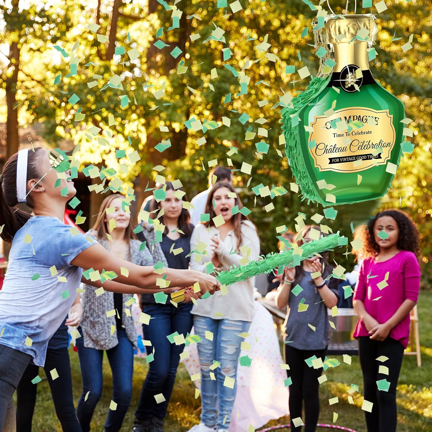 Panelee Piñata adulta con borla con borla para los ojos vendados, taza de cerveza, piñatas de whisky de champán, botella de tequila, juego de piñata