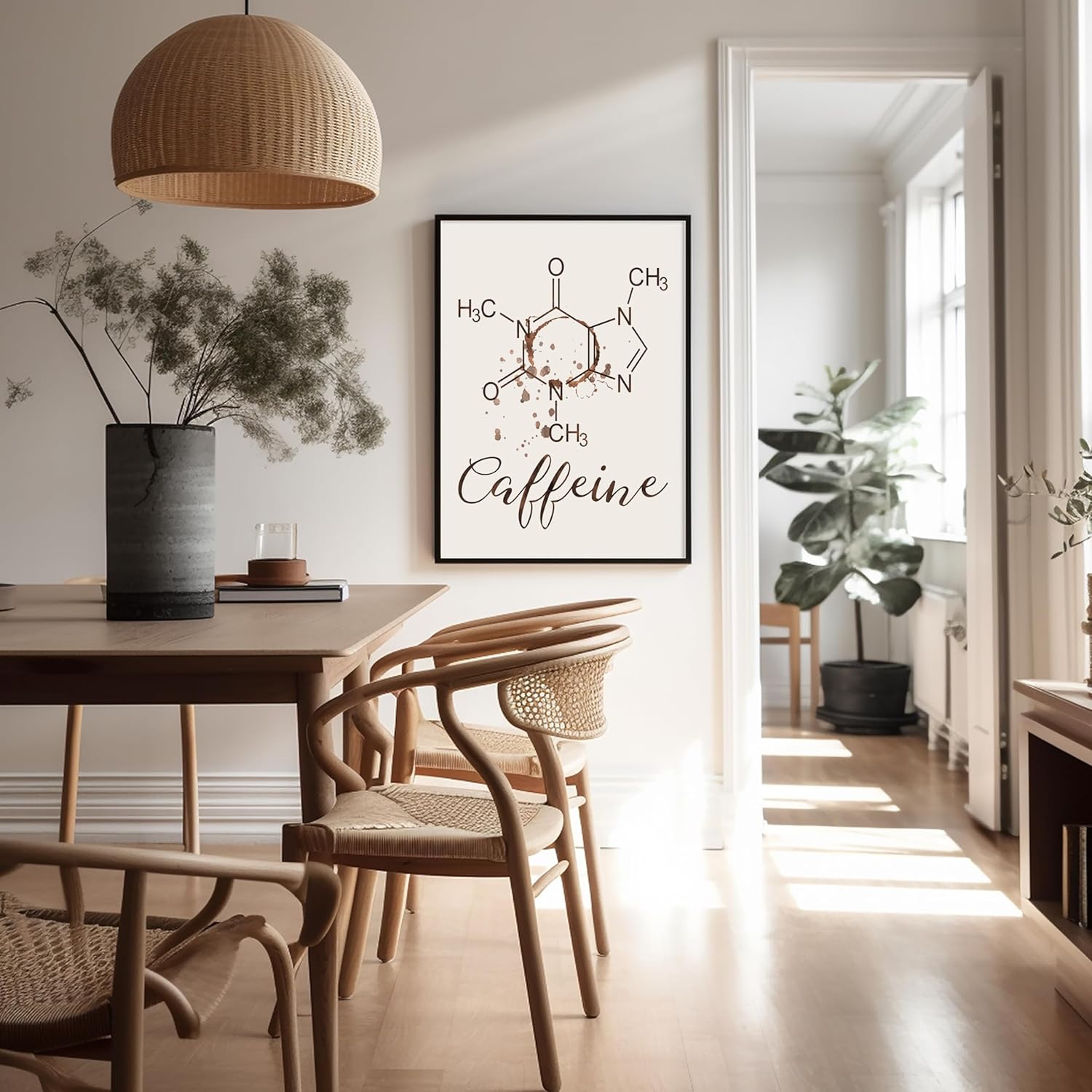 Poster Master Póster de cafeína, impresión de café, arte de moléculas de cafeína, regalo para hombres, mujeres, amantes del café y baristas,