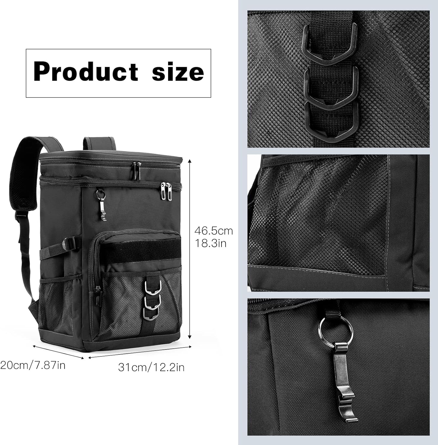 Mochila enfriadora de camping  Bolsa térmica impermeable con aislamiento de doble cubierta, bolsa de almuerzo resistente para hombres y mujeres,
