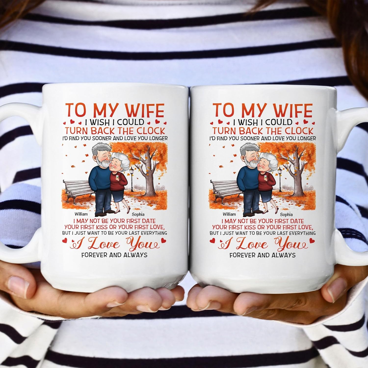 Taza personalizada con texto en inglés To My Wife I Wish I Could Turn Back The Watch, taza personalizada para parejas, esposa y esposo, para