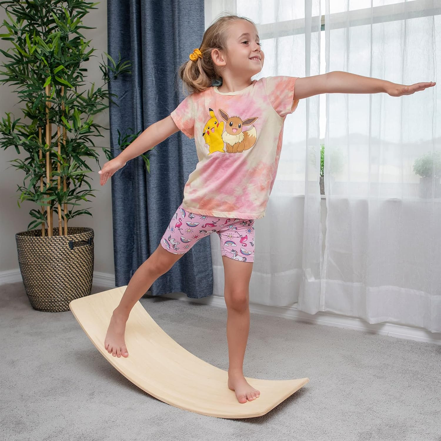 Tabla de equilibrio para niños, tabla tambaleante de 33 pulgadas, tabla de equilibrio de madera para niños pequeños, juguete de aprendizaje de