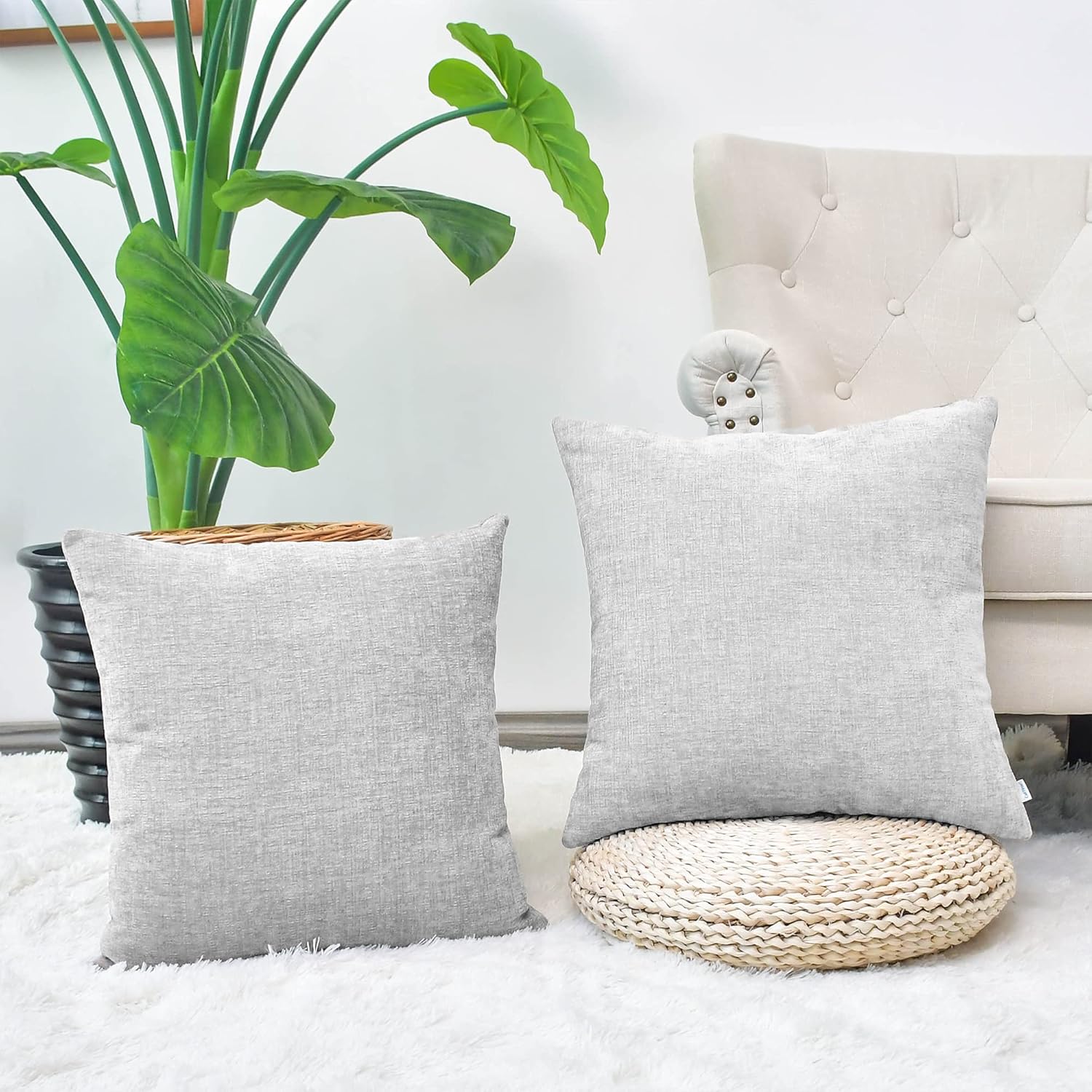 CaliTime Juego de 2 fundas acogedoras de cojines para sofá o decoración del hogar, de felpilla suave teñida y color liso