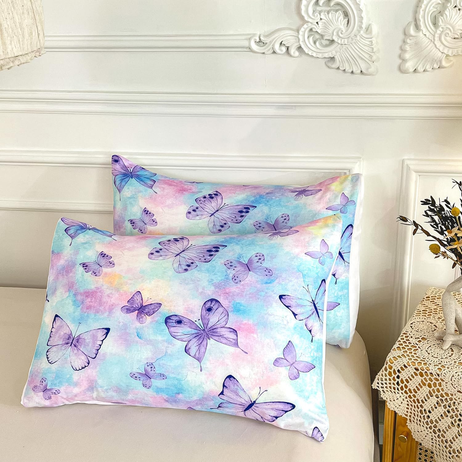 CVHOUSE Juego de edredón de mariposa tamaño King para niñas y mujeres, juego de ropa de cama de mariposa, juego de cama de mariposas, juego de