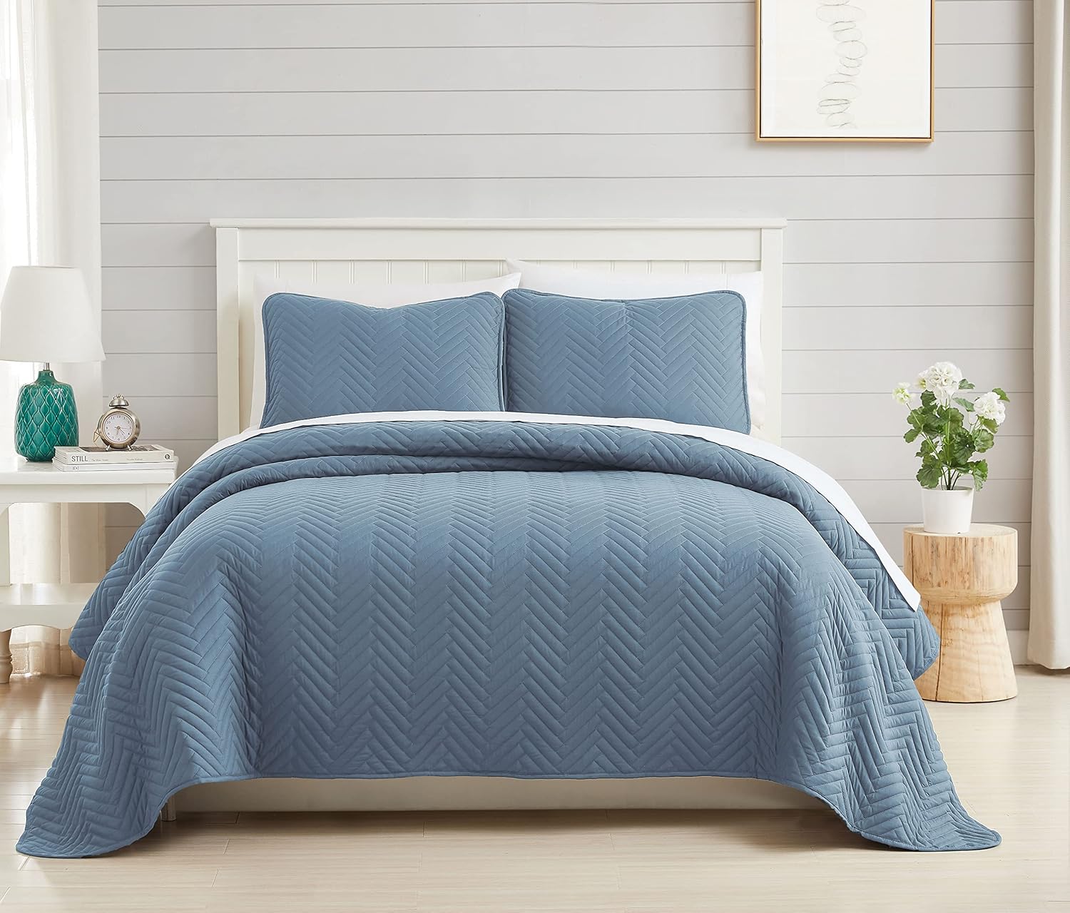 Southshore Fine Living, Inc. Juego de ropa de cama de gran tamaño ligero, tela prelavada, colcha suave de 3 piezas con dos fundas a juego (98