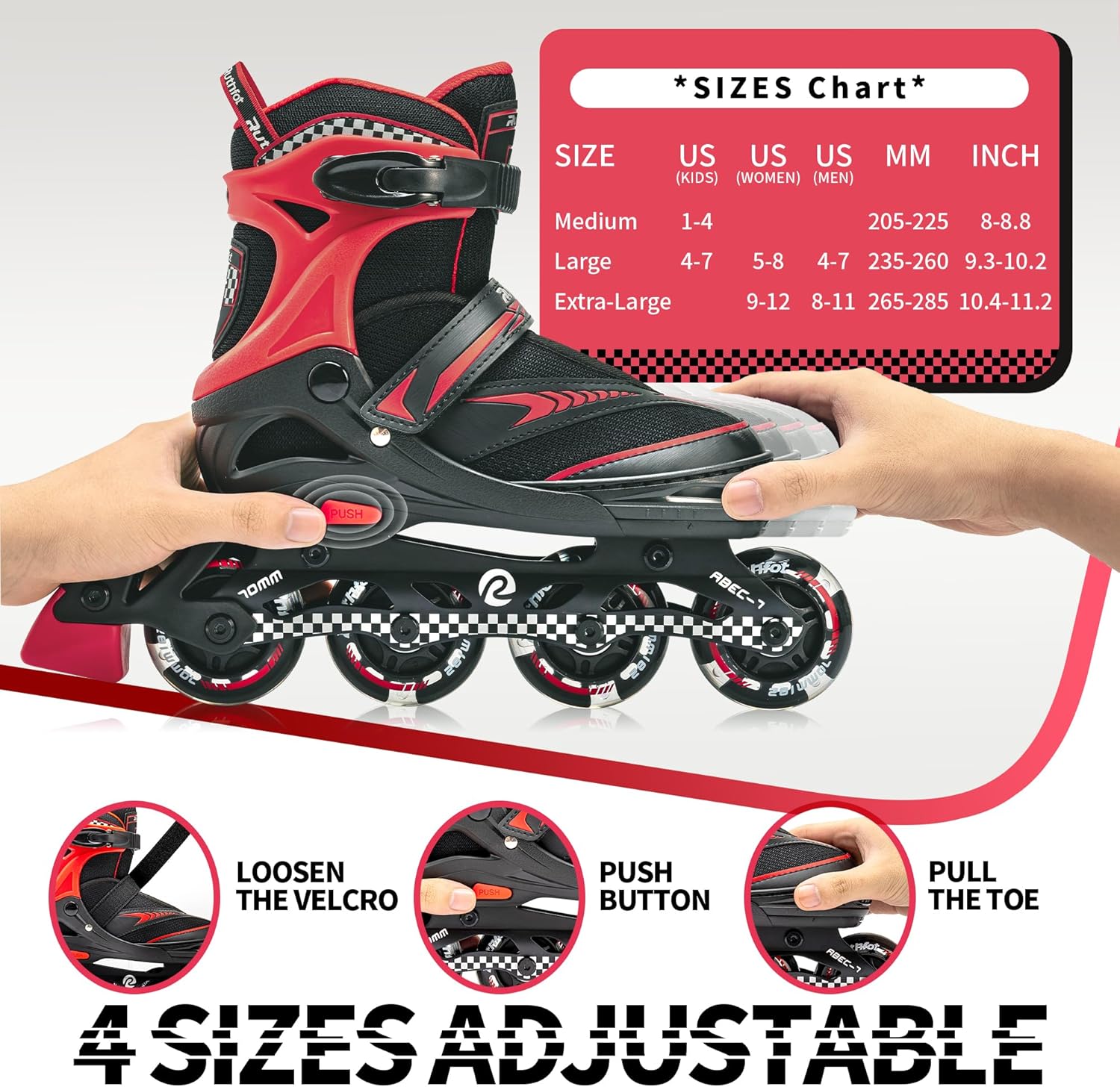 Patines en línea ajustables para niños y niñas con ruedas de luz completa, patines para exteriores para niños y mujeres