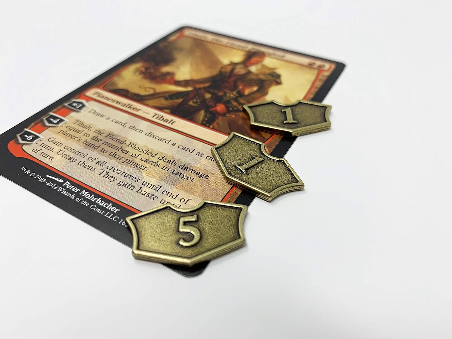 Citadel Black MTG – Juego de 20 fichas de metal para lealtad, con bolsa de cordón de terciopelo, fichas de metal con acabado dorado antiguo, Magic