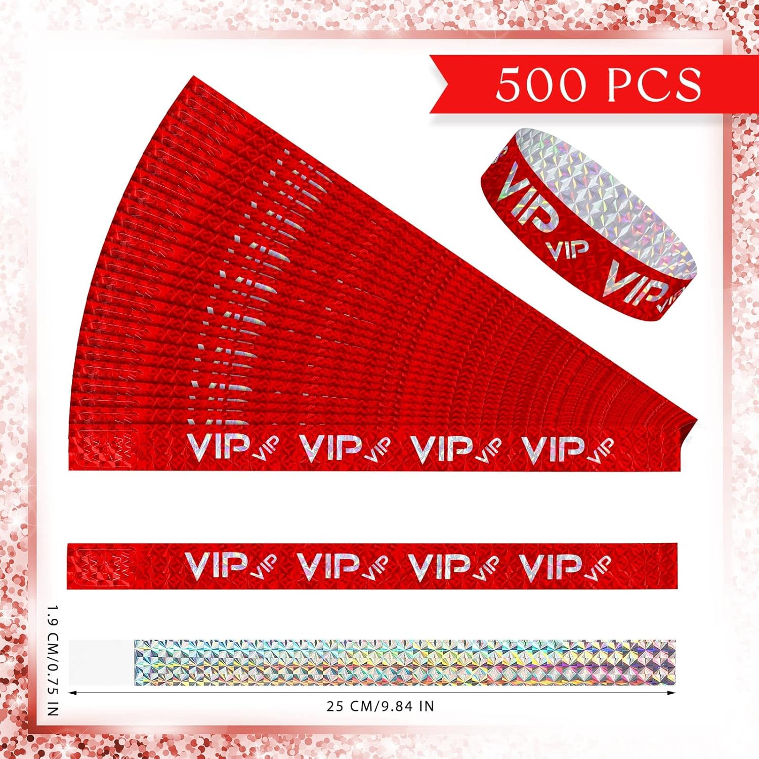 Teling Paquete de 500 pulseras de plástico VIP para fiestas, para eventos, pulseras personalizadas VIP, pulseras de plástico, pulseras impermeables,