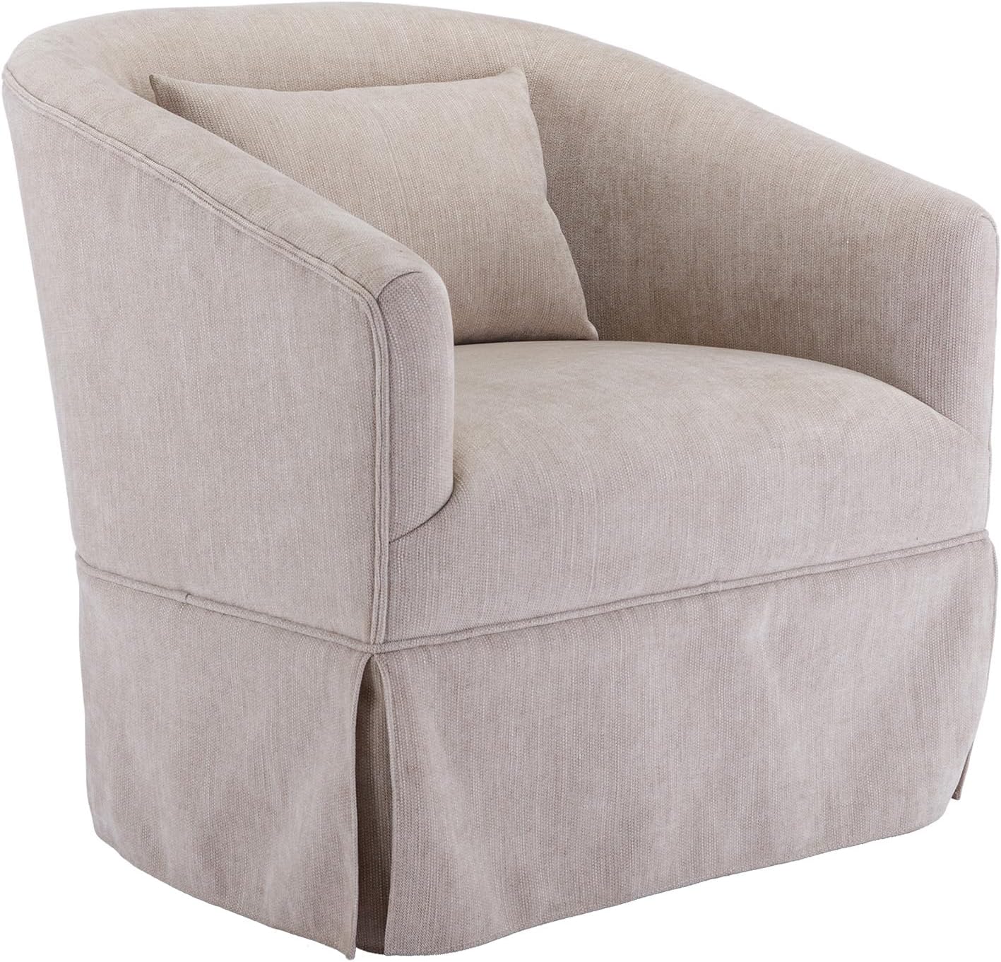 ODUWA Sillón giratorio con acento, tapizado de lino de 360 grados con falda, moderno y cómodo sillón redondo con base de metal y 1 almohada para