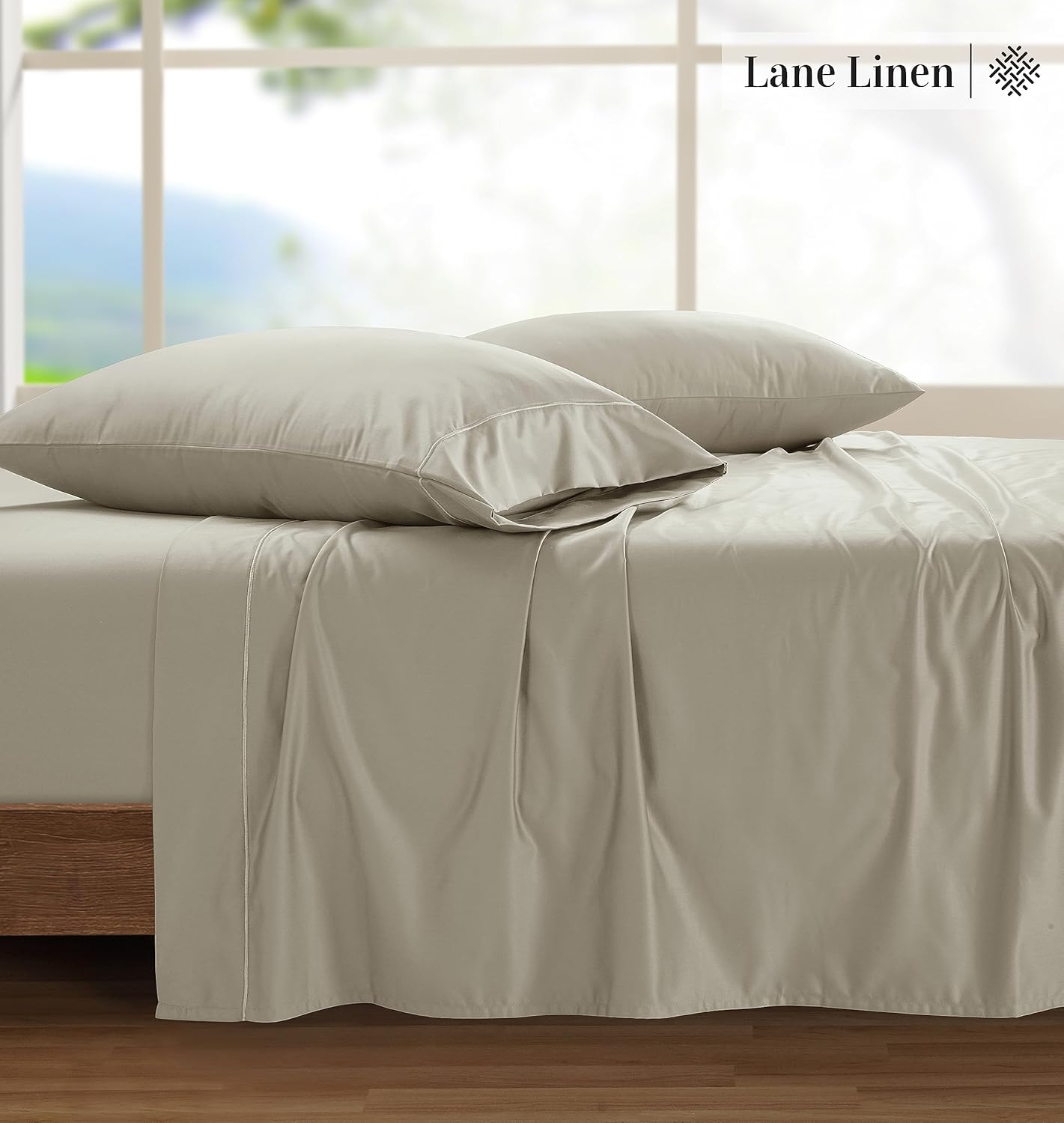 LANE LINEN Juego de sábanas de 100 % algodón egipcio, tamaño King, 1500 hilos, juego de 4 piezas, sábanas de algodón de lujo con tejido satinado,